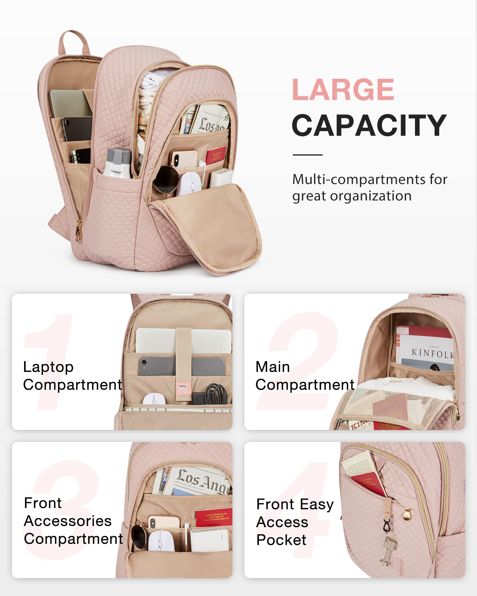 BAGSMART Travel Laptop Backpack, 18.5