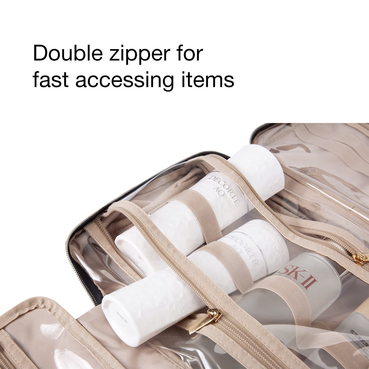 BAGSMART Full Size Toiletry Bag, Makeup Cosmetic Bag with Hanging Hook, Water-resistant Travel Organizer Bag for Women & Men, Purple