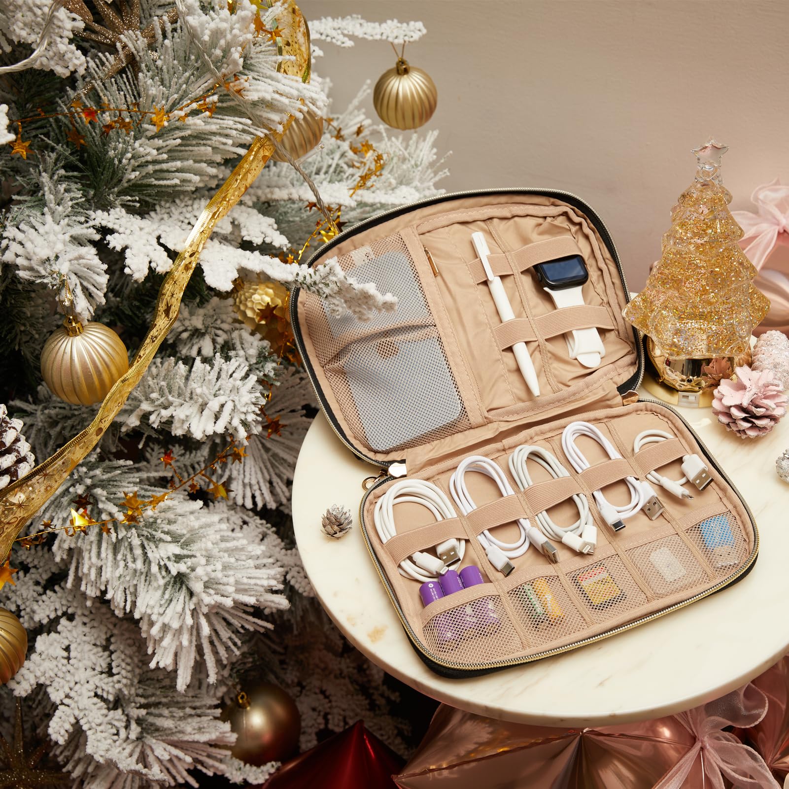 BAGSMART Travel Cable Organizer Bag Electronics Organizer Case, Waterproof Undeformable Portable Cable Storage Pouch for Electronics Accessories, Phone, Hard Drives, Cord, Charger, USB, SD Card, Black