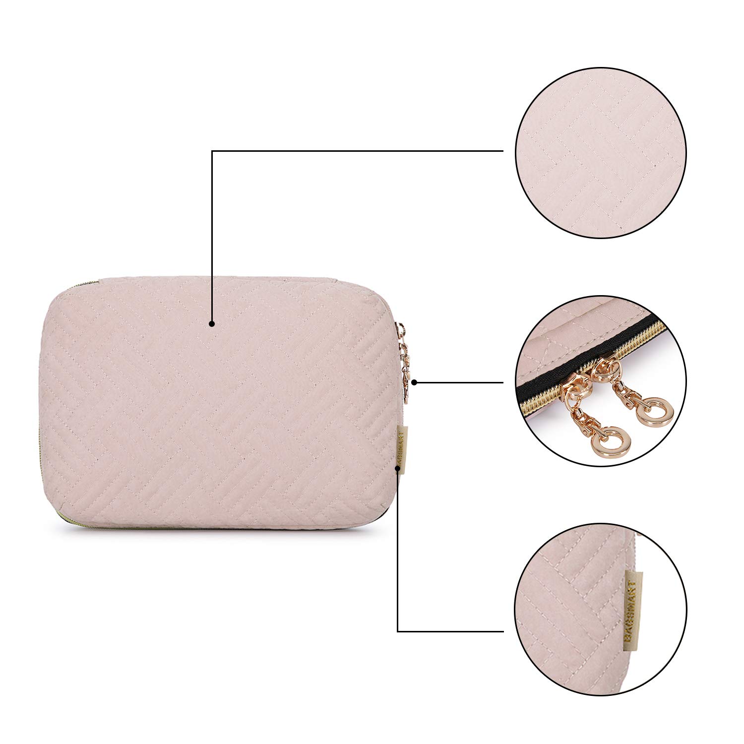 BAGSMART Travel Cable Organizer Bag Electronics Organizer Case, Waterproof Undeformable Portable Cable Storage Pouch for Electronics Accessories, Phone, Hard Drives, Cord, Charger, USB, SD Card, Pink