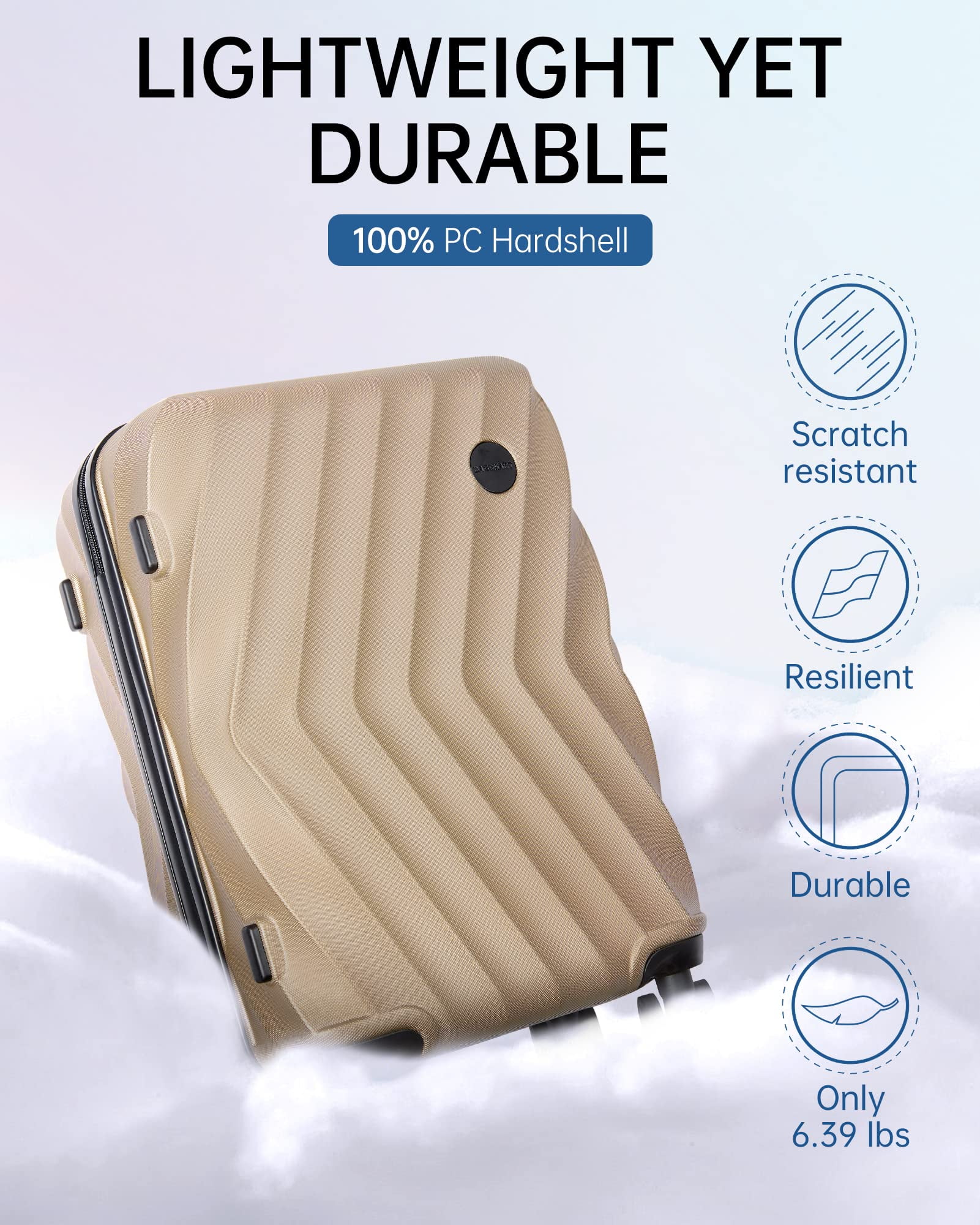 BAGSMART Hardside Carry On Luggage, 22