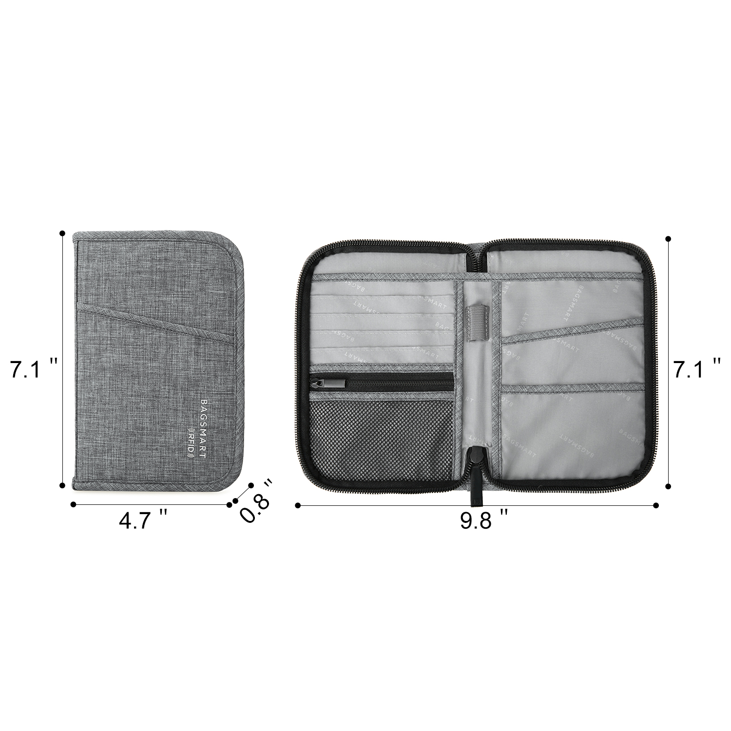 BAGSMART Wallet RFID Blocking Credit Card Passport Holder Cases & Money Organizers with Cover for Men & Women, Multifunctional, Gray
