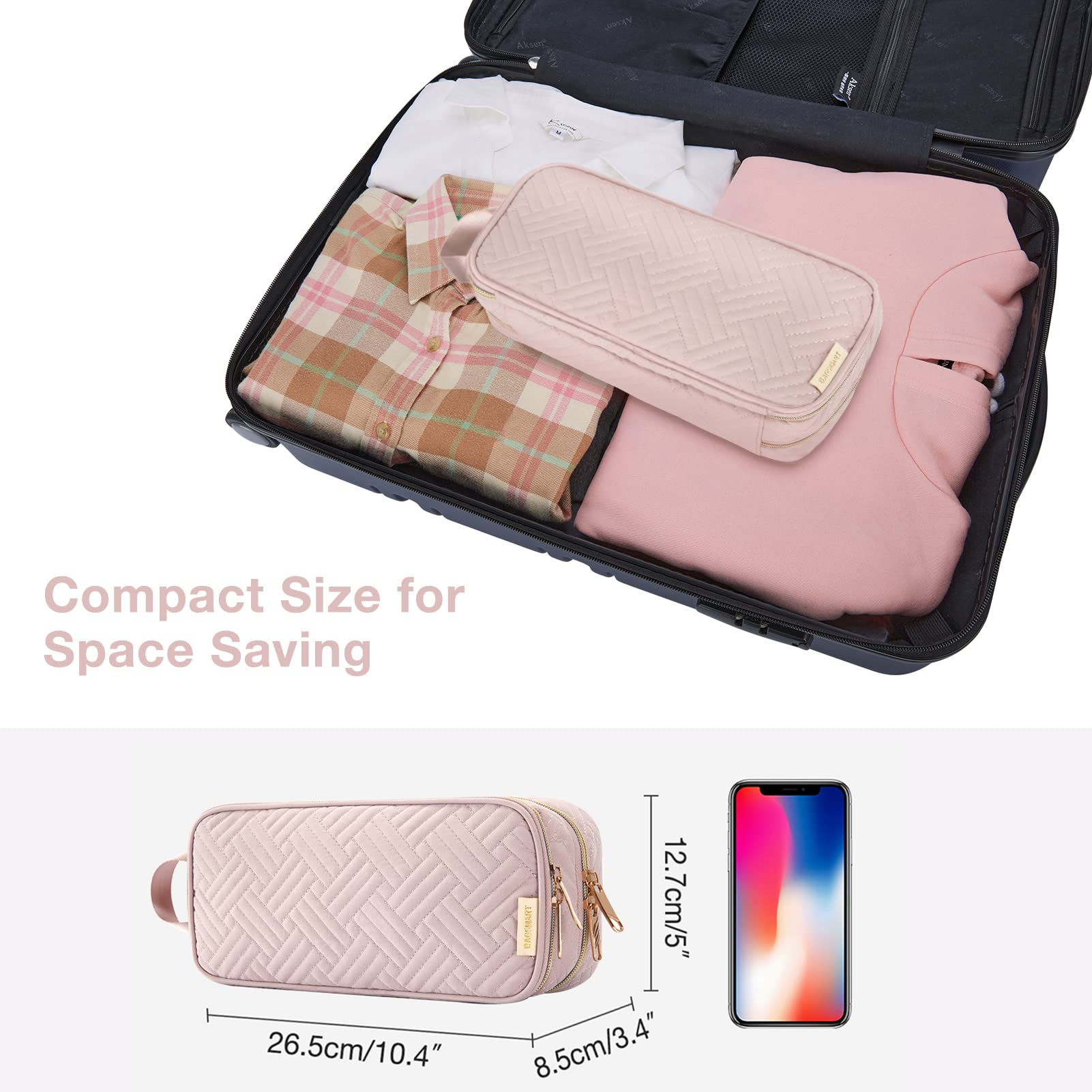 BAGSMART Large Electronics Organizer for Women, Travel Cable Organizer Bag for Electronic Accessories Case, Waterproof Portable Charger Tech Organizer Pouch for Phone, Earphone, Cord, Power Bank, Pink