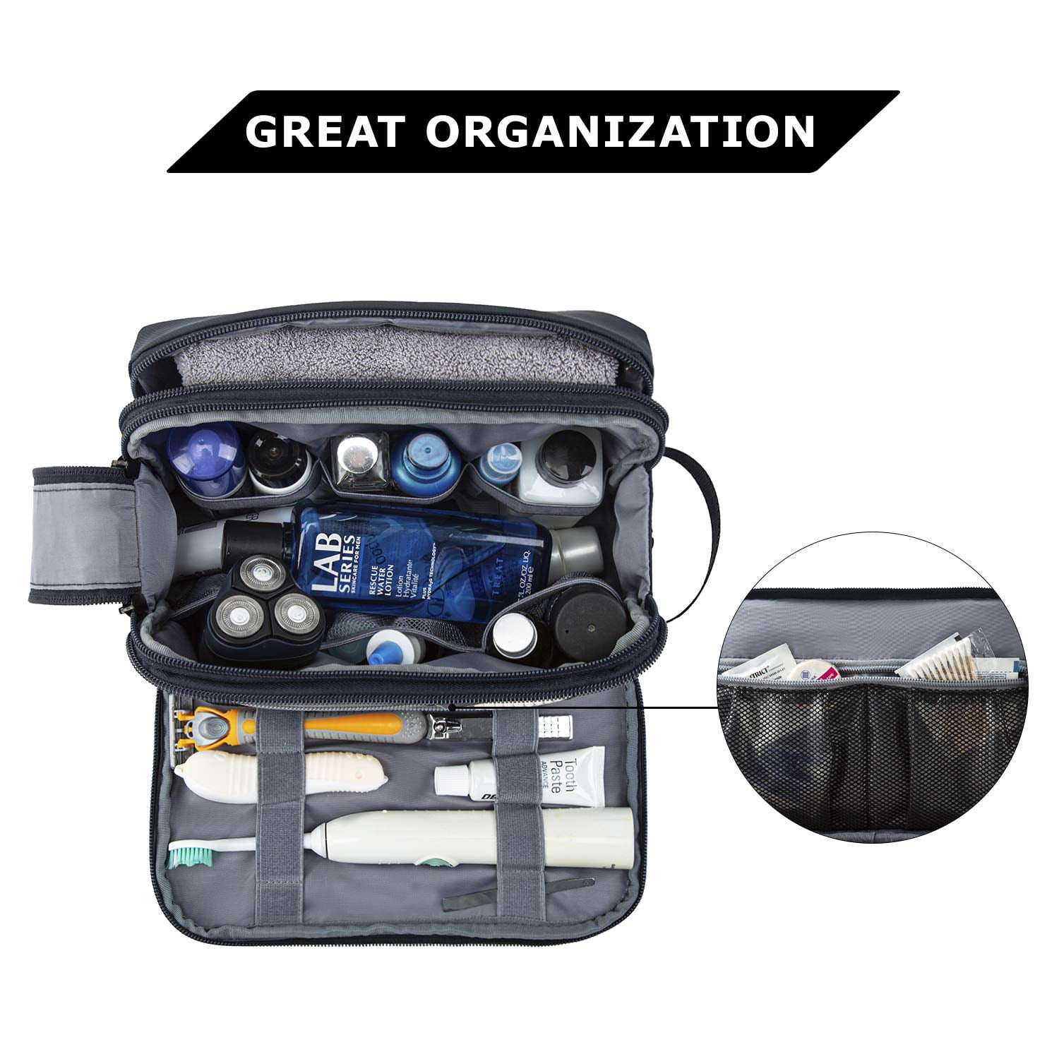 BAGSMART Travel Toiletry Bag for Men, Women Makeup Cosmetic Bag Water-resistant Organizer Shaving Bag for Toiletries Accessories, Standard Size, Nary Blue