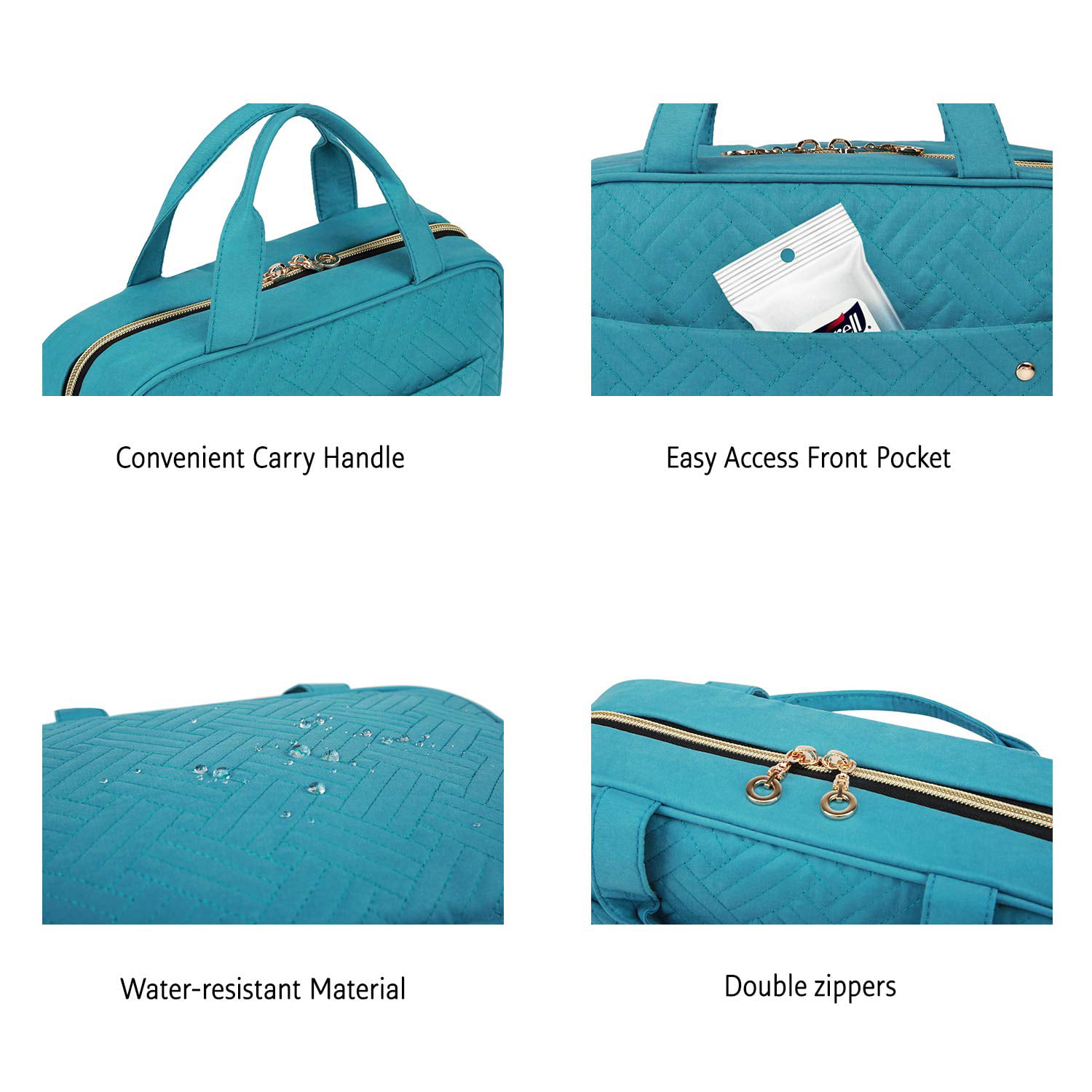 BAGSMART Full Size Toiletry Bag, Makeup Cosmetic Bag with Hanging Hook, Water-resistant Travel Organizer Bag for Women & Men, Teal