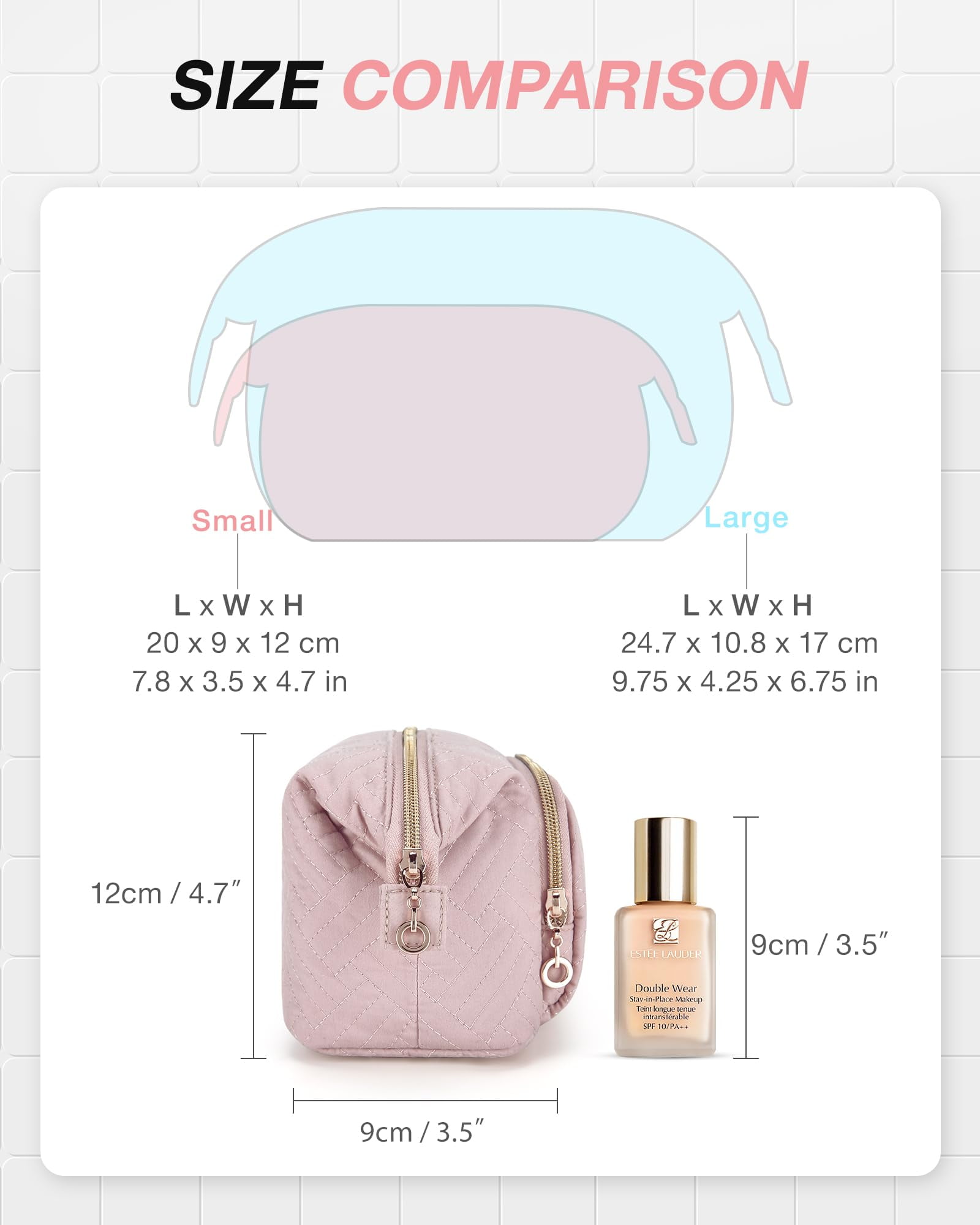 BAGSMART Large Size Makeup Bag Cosmetic Pouch, Travel Toiletry Bag Organizer Case for Lipsticks Electonic Accessories, Waterproof, Portable, Multifunction, Women and Girls, Pink