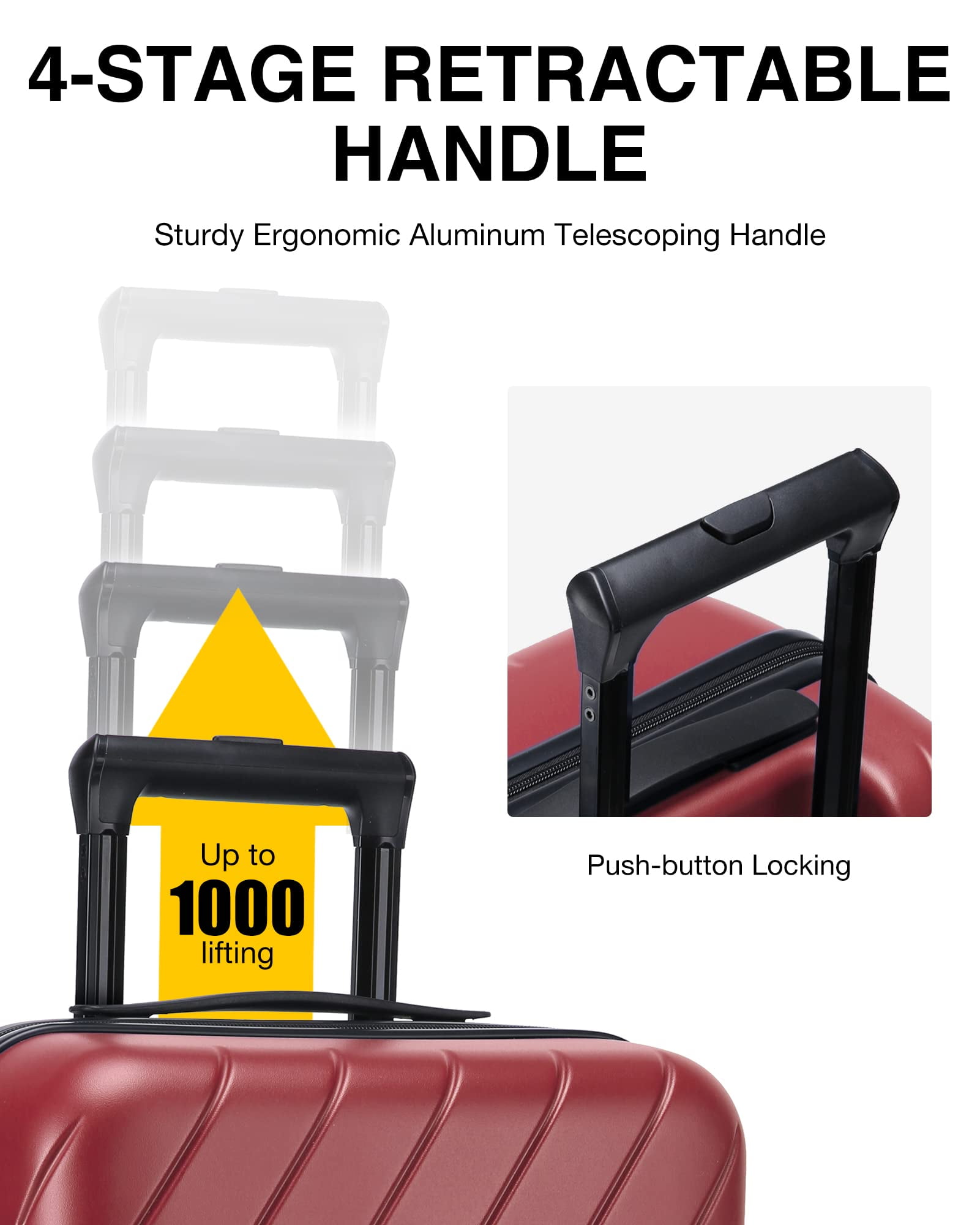 BAGSMART Hardside Carry On Luggage Suitcase, 22