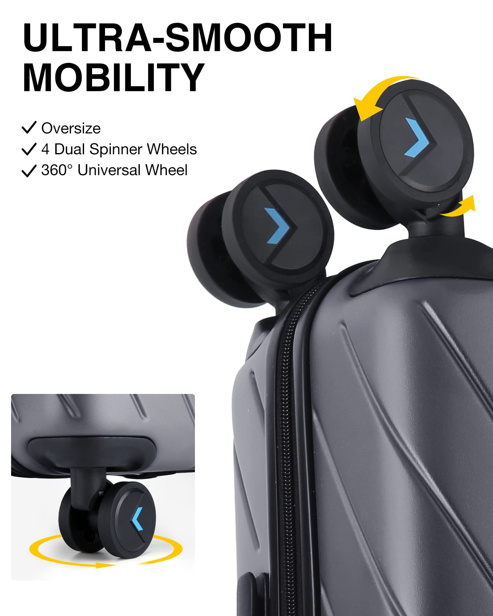 BAGSMART Hardside Carry On Luggage Suitcase, 22