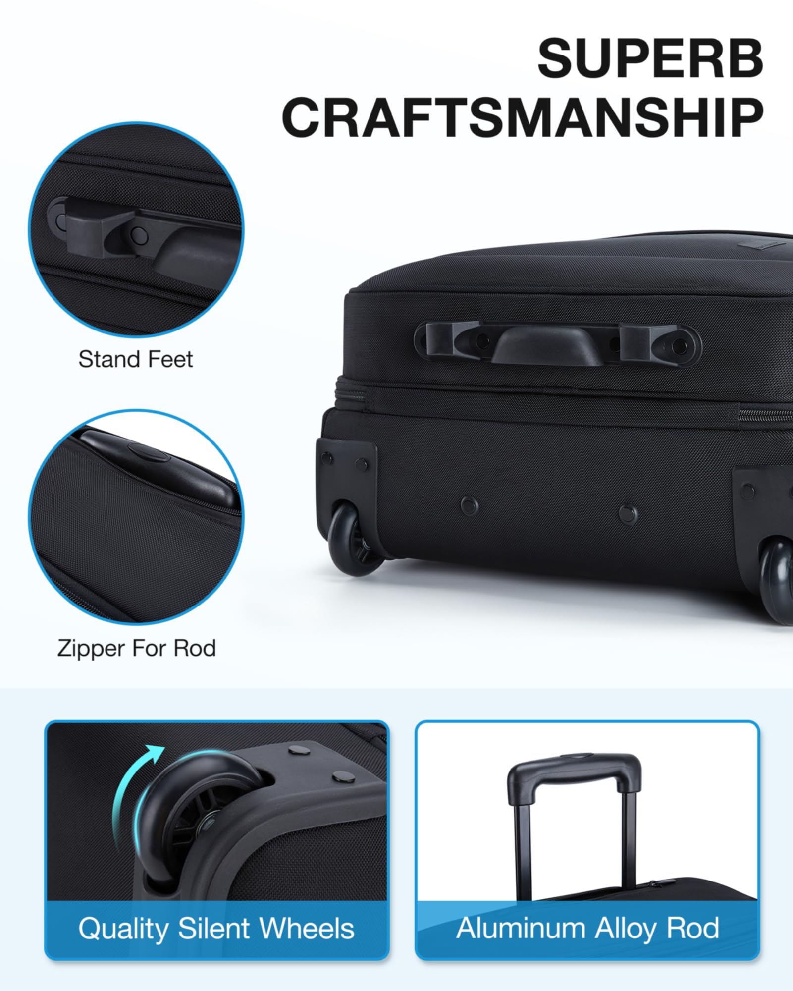 BAGSMART 17.3” Rolling Laptop Bag Briefcase, Computer Bag Laptop  Case Carry-on Luggage Bag with Wheels for Work Business Travel, Women & Men, Black