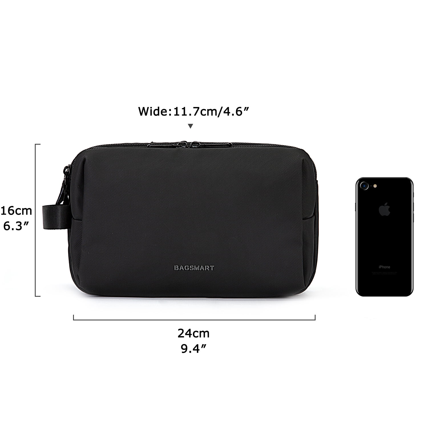 BAGSMART Travel Toiletry Bag for Men, Women Makeup Cosmetic Bag Water-resistant Organizer Shaving Bag for Toiletries Accessories, Standard Size, Black