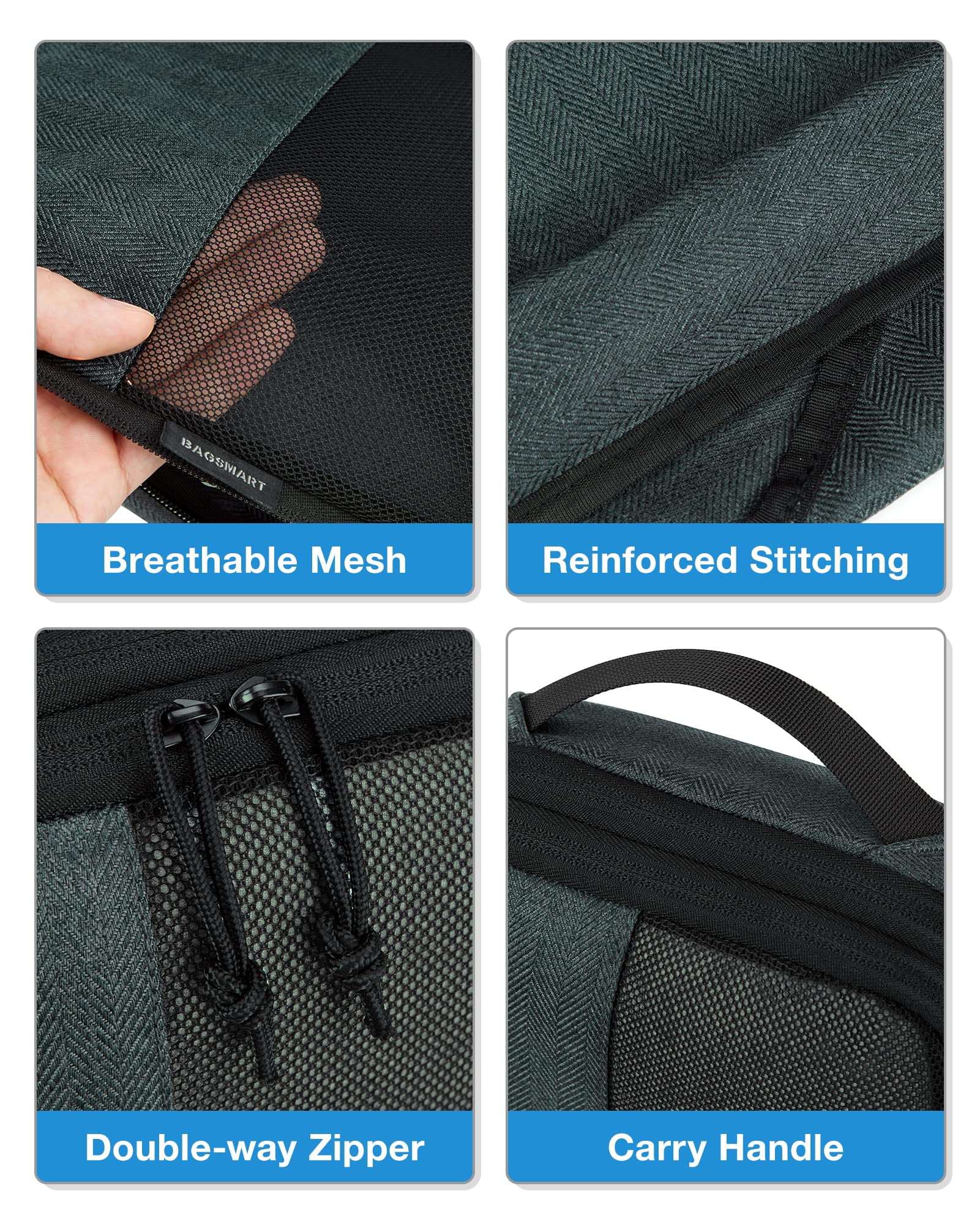 BAGSMART Compression Packing Cubes for Travel, 6 Set Expandable Foldable Lightweight Luggage Suitcase Organizers Storage Bags for Travel Accessories Essentials, Green