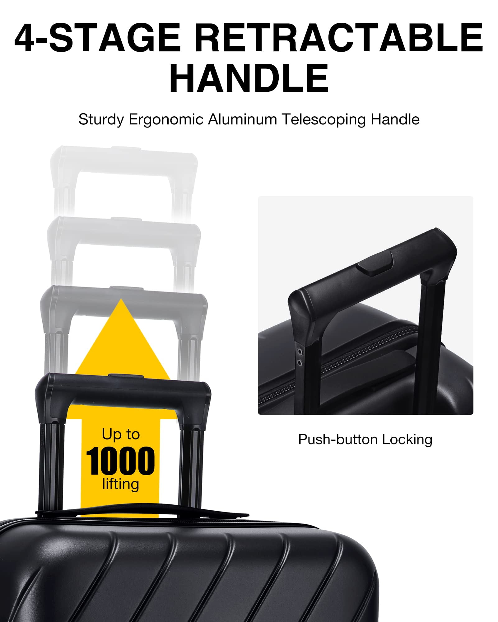 BAGSMART Hardside Carry On Luggage Suitcase, 22