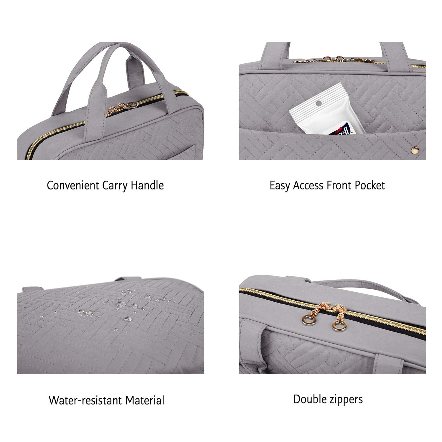 BAGSMART Large Size Toiletry Bag Travel Bag with Hanging Hook, Water-resistant Makeup Cosmetic Bag Travel Toiletries Organizer for Women Men, Full Sized Container, Gray