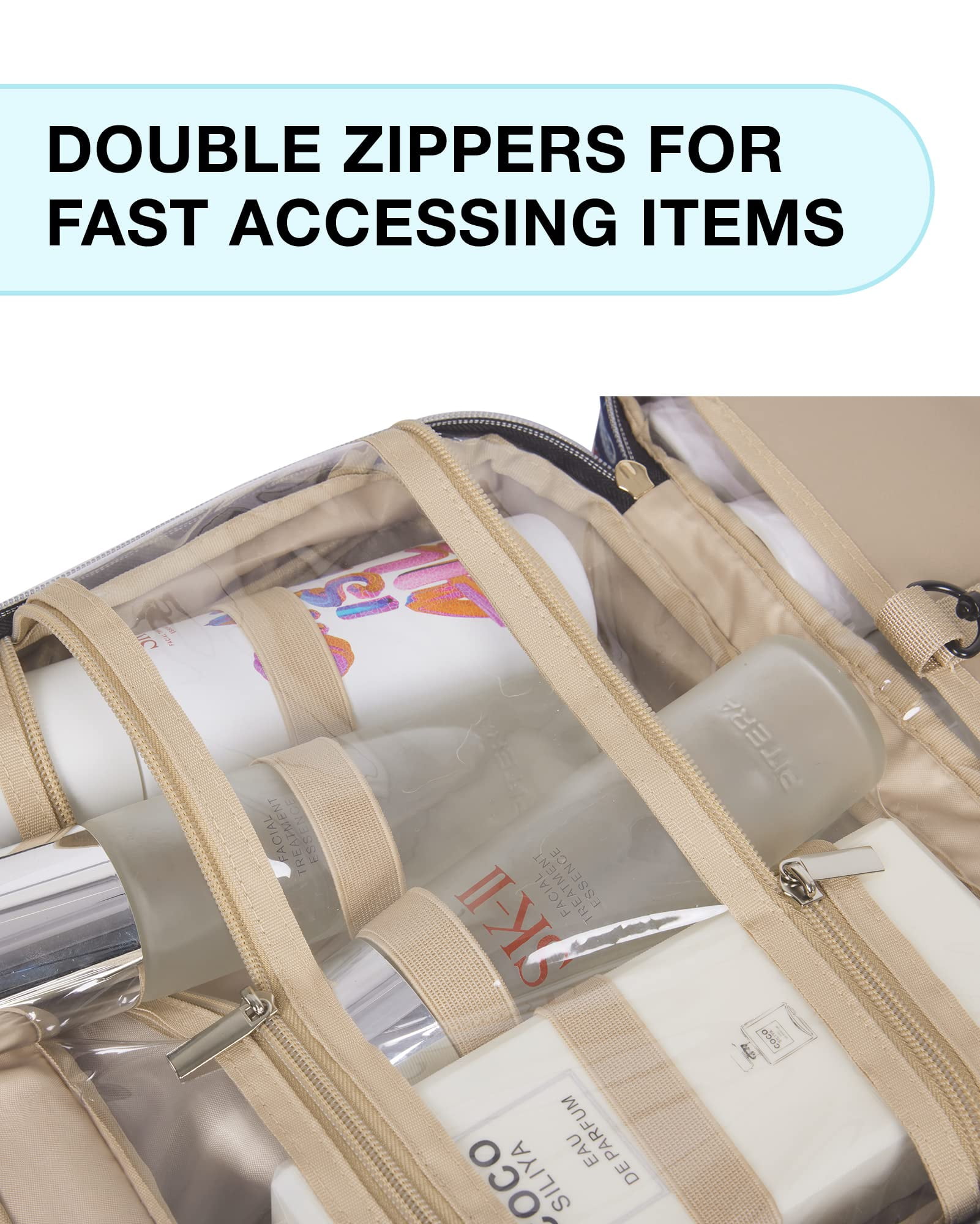 BAGSMART Large Toiletry Bag Travel Bag with Hanging Hook, Makeup Cosmetic Bag Travel Toiletries Organizer for Women Men, Water-resistant Full Sized Container, Green Paisley