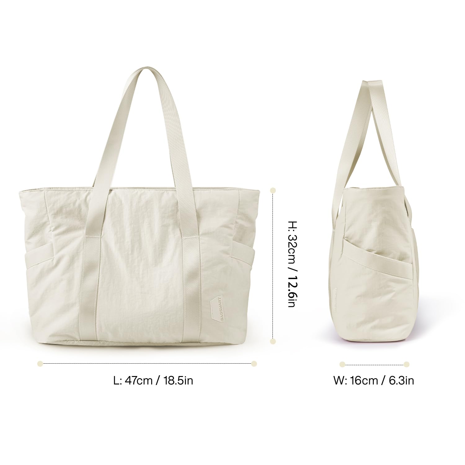 BAGSMART Tote Bag for Women Shoulder Handbags Yoga Mat Bag, Travel Duffel Bag Gym Bag Weekender Overnight Bag for Sports School Work, Multipurpose, Cream Color
