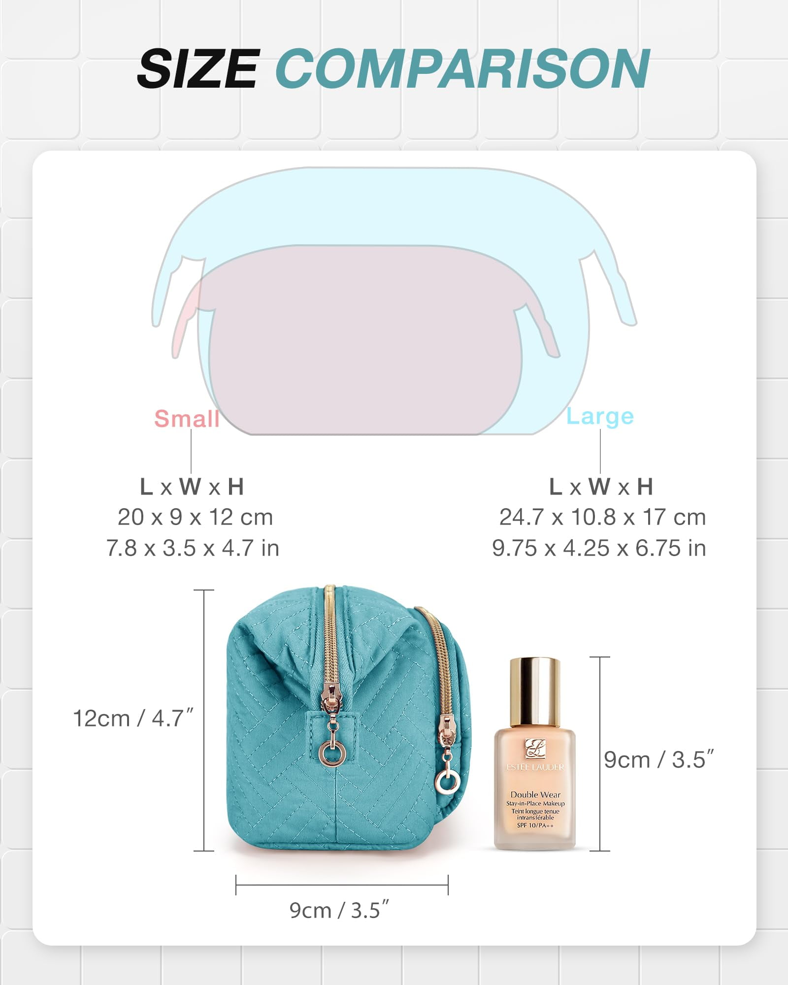 BAGSMART Makeup Bag Cosmetic Pouch, Large Capacity Travel Toiletry Bag Organizer Case for Lipsticks Electonic Accessories, Waterproof, Portable, Multifunction, Women and Girls, Basic-Blue