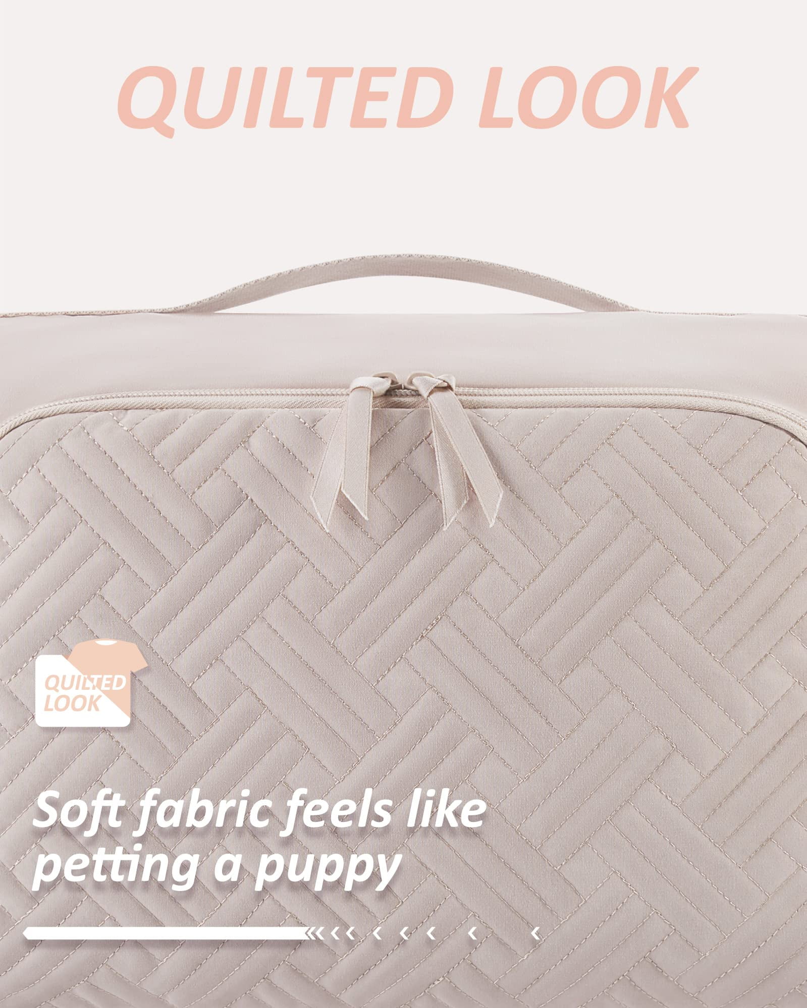 BAGSMART Soft Packing Cubes for Luggage, 6 Set Quilted Travel Packing Organizers, Lightweight Suitcase Storage Bags for Travel Accessories Essentials for Women Men, Lvory