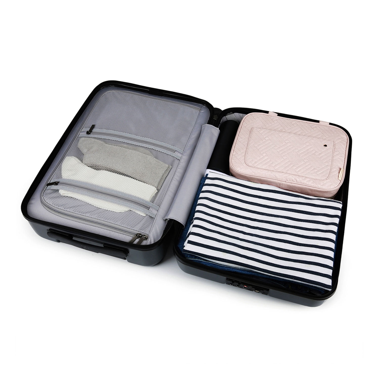 BAGSMART Large Size Travel Toiletry Bag with Hanging Hook, Water-resistant Makeup Cosmetic Bag Organizer for Toiletries Accessories, Travel Essentials, Pink