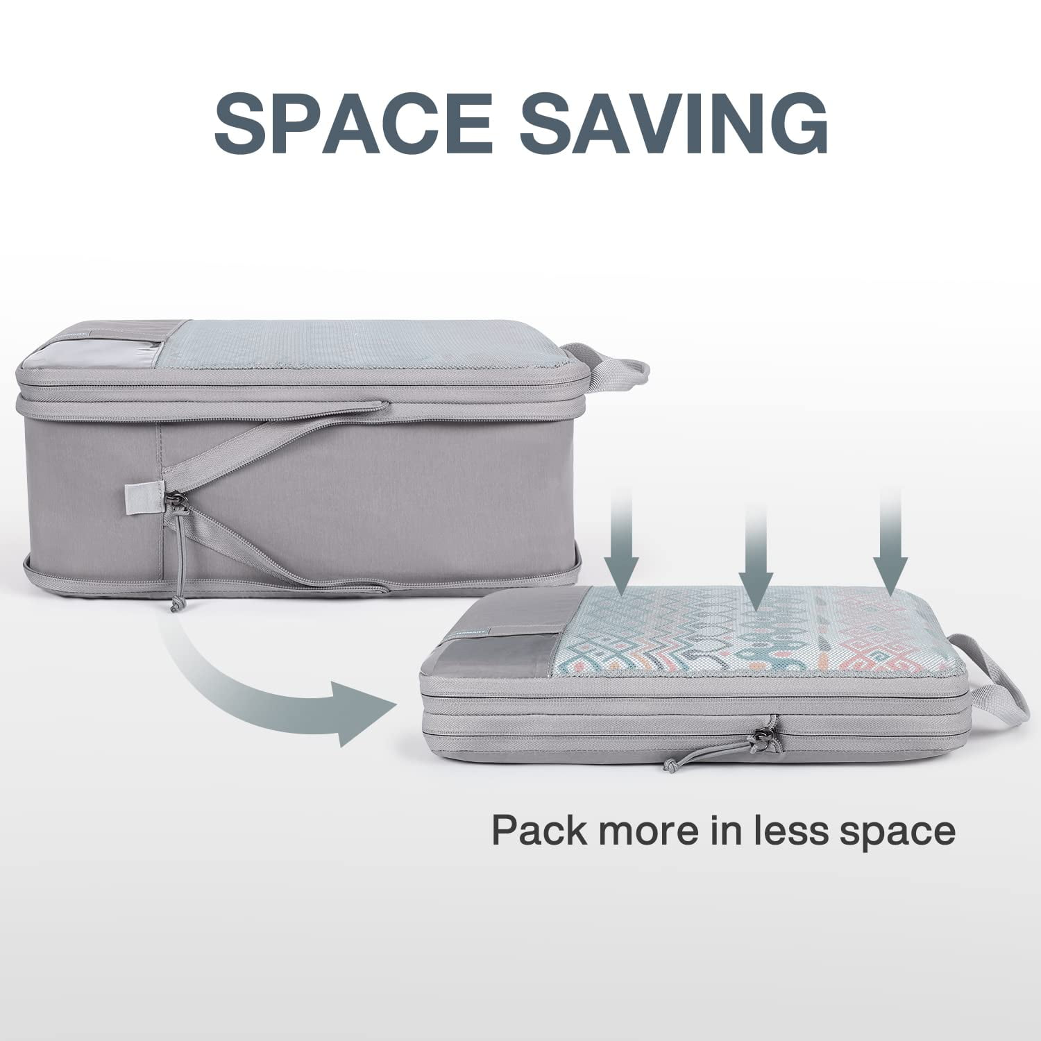 BAGSMART Compression Packing Cubes for Travel Luggage Organizers, 6 Set Expandable Foldable Lightweight Suitcase Storage Bags for Women Men, Travel Accessories Essentials, Gray