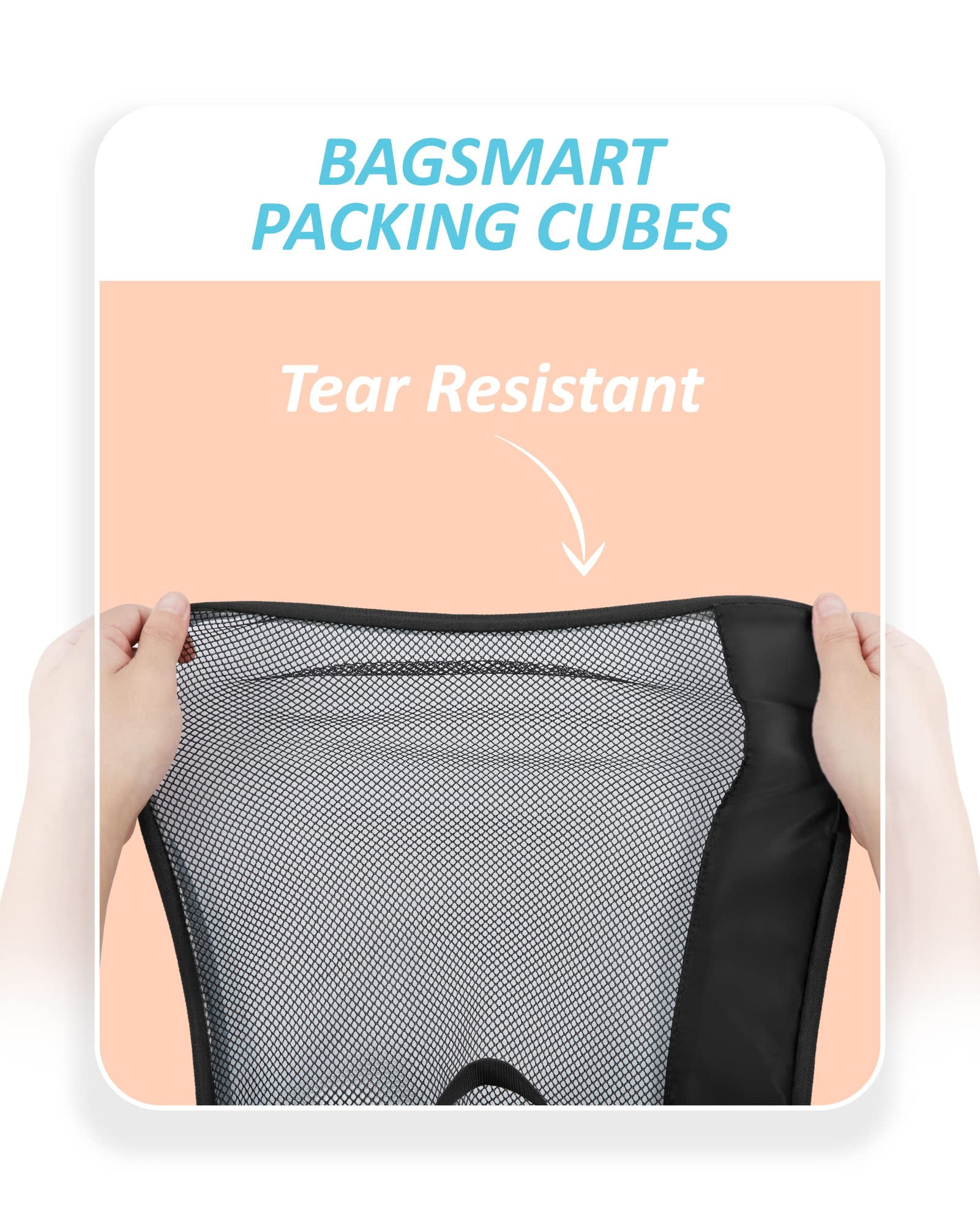 BAGSMART Packing Cubes for Luggage, 7 Set Keep Shape Travel Packing Organizers, Lightweight Suitcase Storage Bags for Travel Accessories with Shoe Bag for Women Men, Black