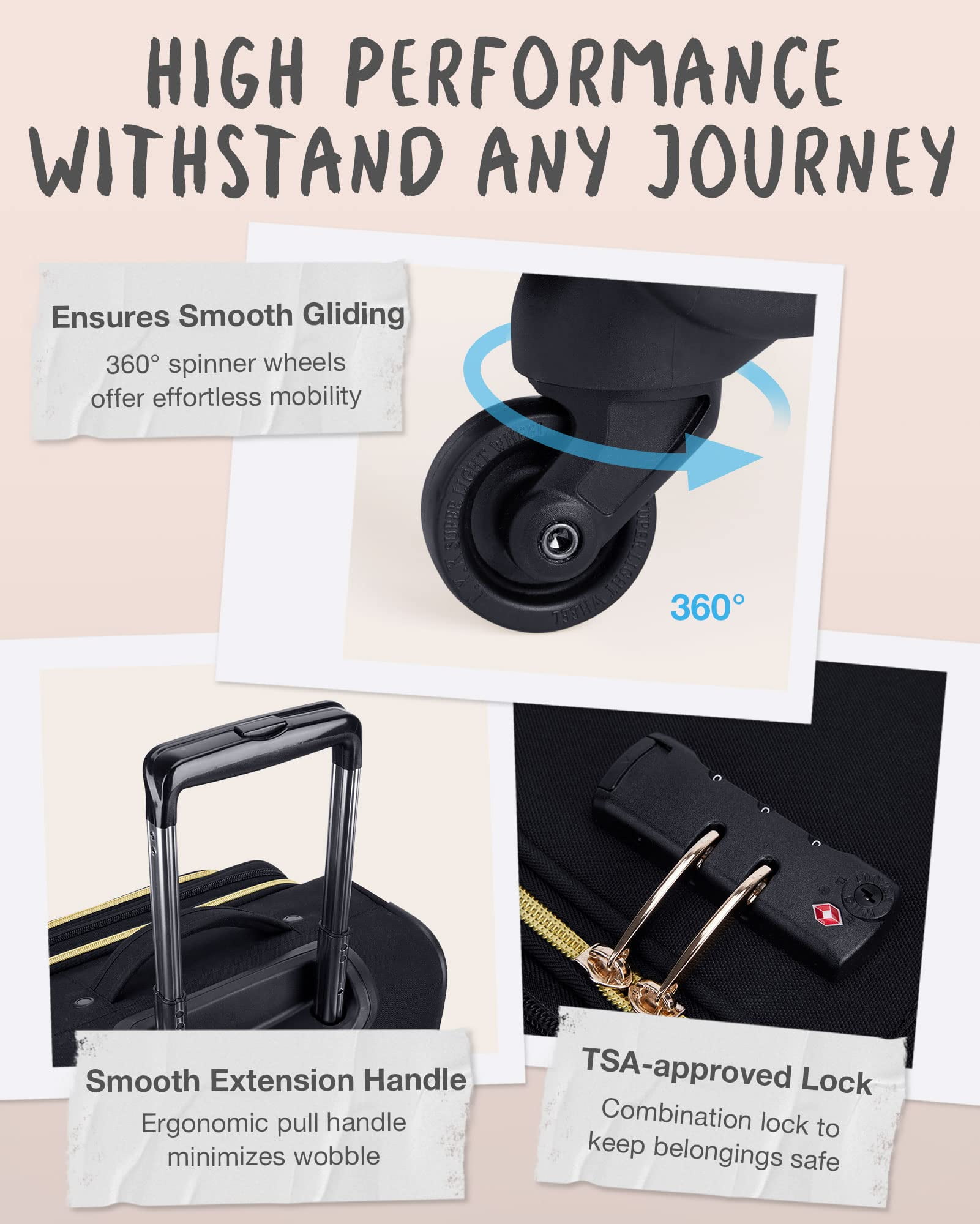 BAGSMART Softside Carry On Luggage Expandable Suitcase, 21 Inch Lightweight Checked Luggage Airline Approved Rolling Suitcases with Spinner Wheels & TSA Lock, Front Pocket for Women Men, Black