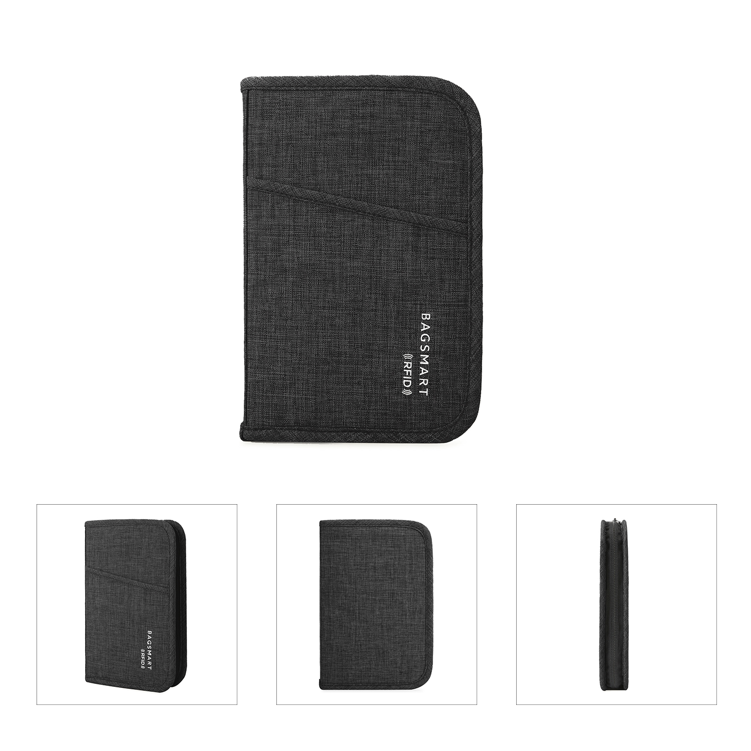BAGSMART Wallet RFID Blocking Credit Card Passport Holder Cases & Money Organizers with Cover for Men & Women, Multifunctional, Black