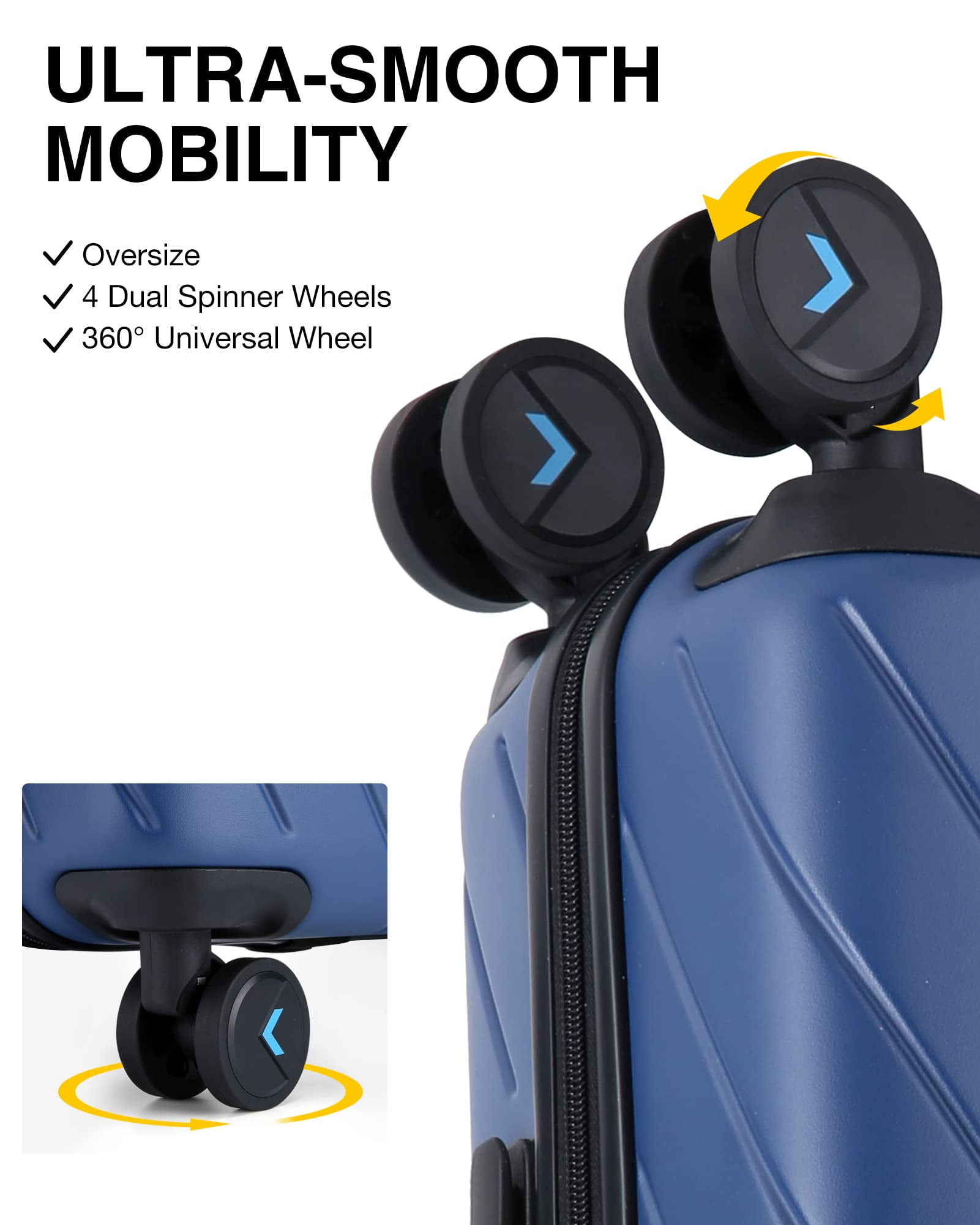 BAGSMART Hardside Carry On Luggage Suitcase, 22