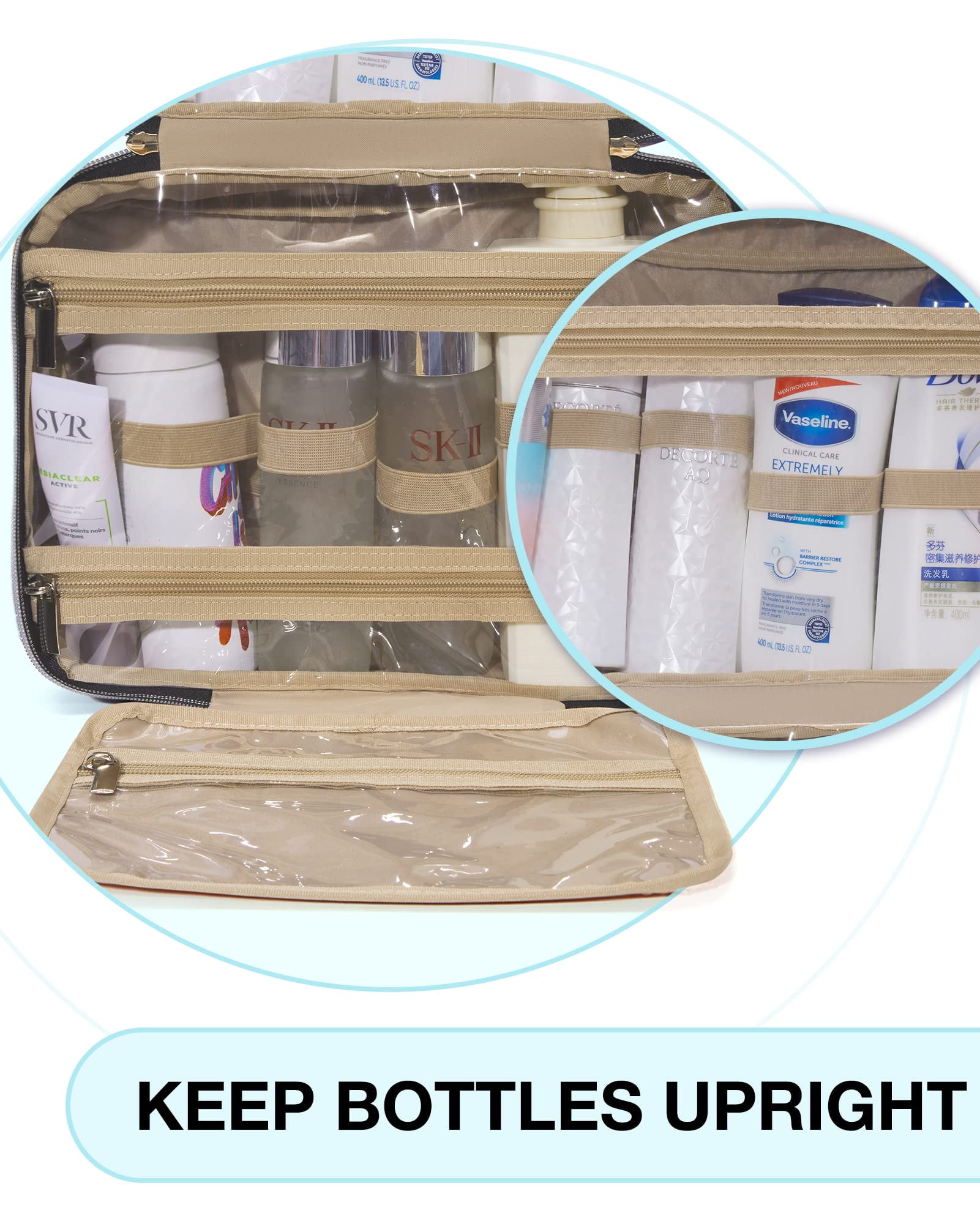 BAGSMART Large Toiletry Bag Travel Bag with Hanging Hook, Makeup Cosmetic Bag Travel Toiletries Organizer for Women Men, Water-resistant Full Sized Container, Green Paisley