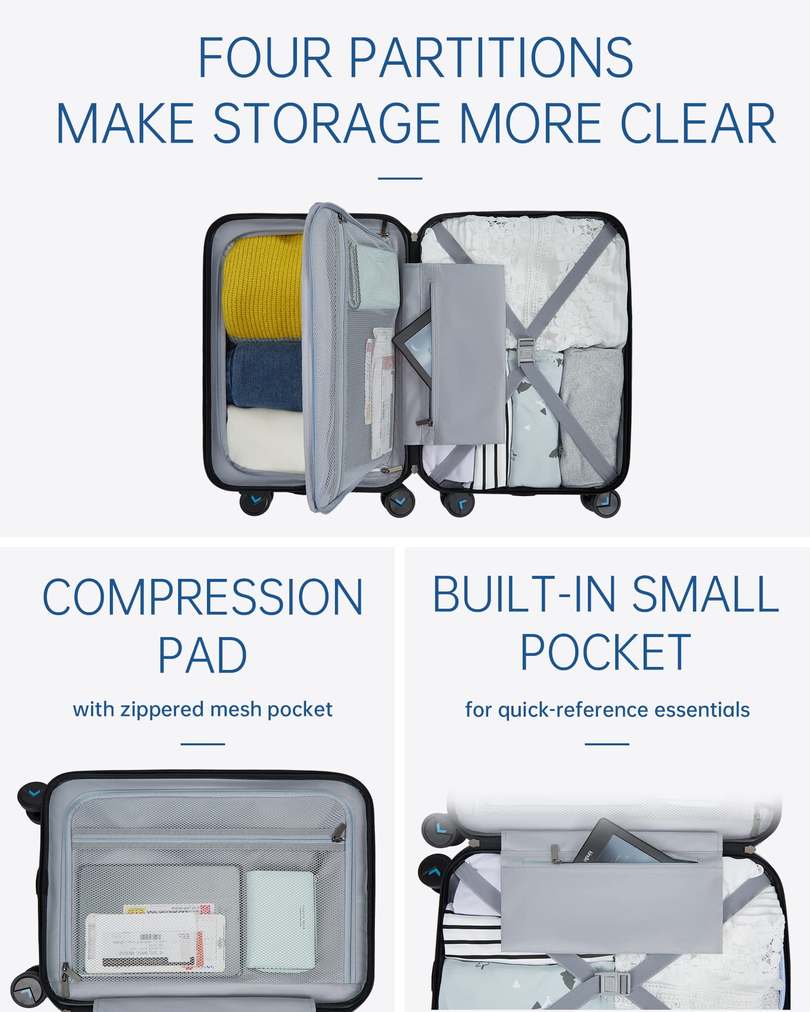 BAGSMART Hardside Carry On Luggage, 22