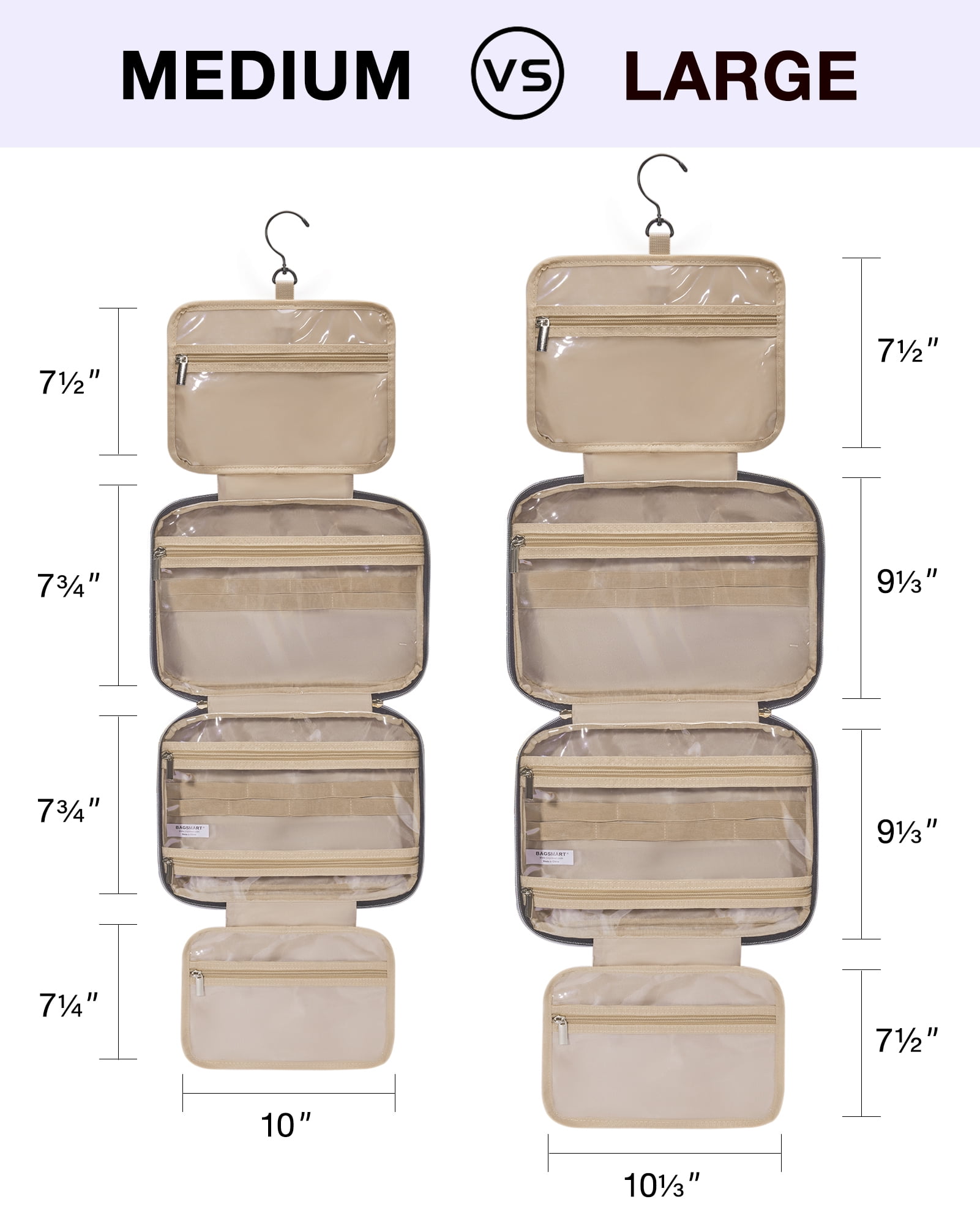 BAGSMART Large Toiletry Bag Travel Bag with Hanging Hook, Makeup Cosmetic Bag Travel Toiletries Organizer for Women Men, Water-resistant Full Sized Container, Red Paisley