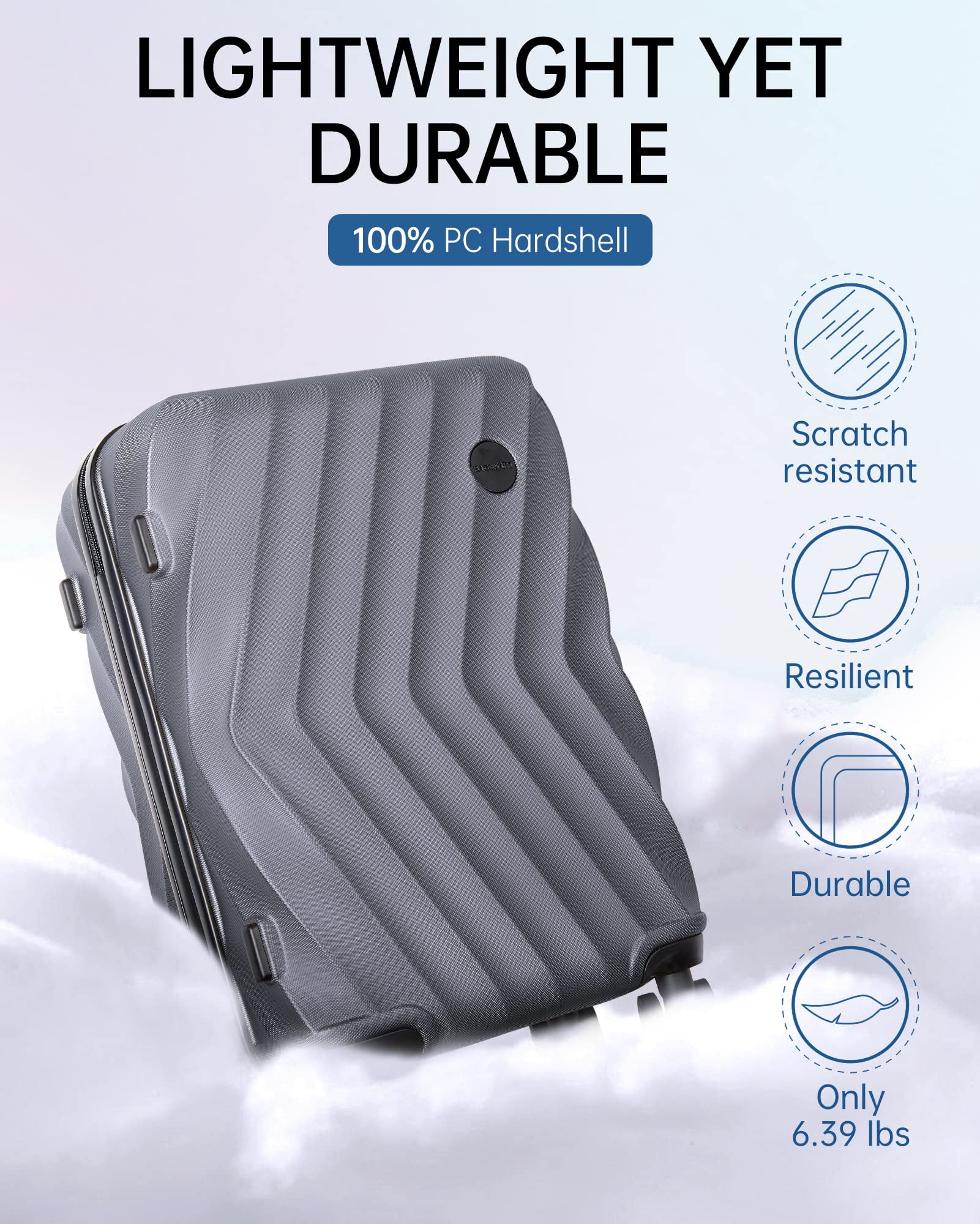 BAGSMART Hardside Carry On Luggage, 22