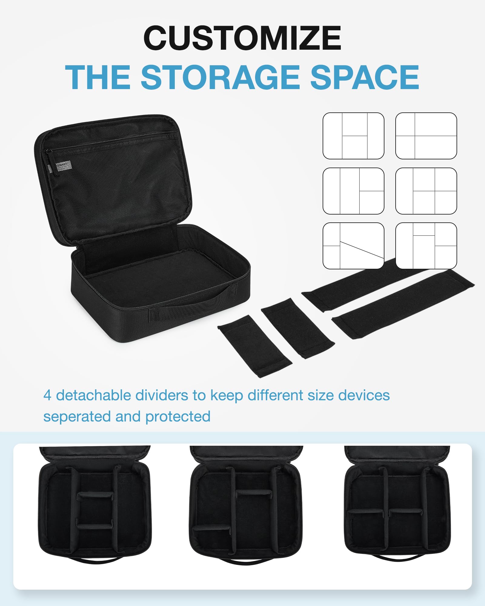 BAGSMART Large Travel Electronics Organizer, Double Layer Cable Organizer Bag for Electronic Accessories Case, Waterproof Portable Charger Tech Organizer Pouch for Tablet, Earphone, Cord, Power Bank