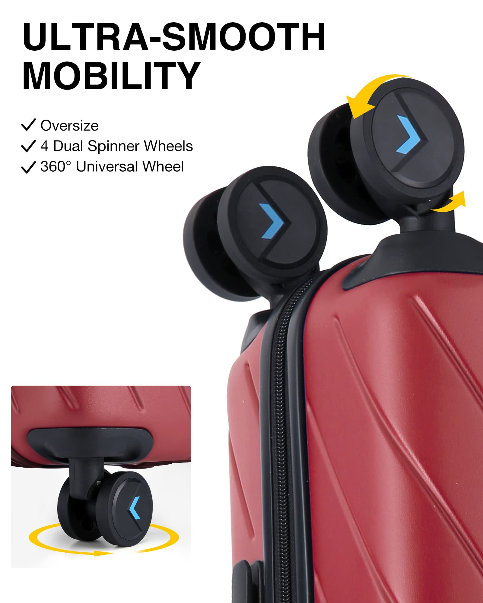 BAGSMART Hardside Carry On Luggage Suitcase, 22