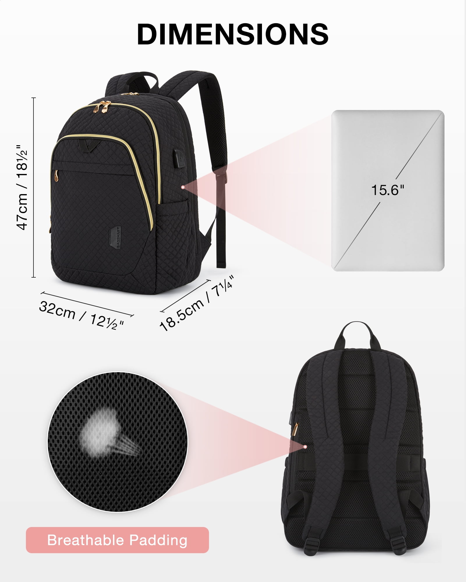 BAGSMART Travel Laptop Backpack, 18.5