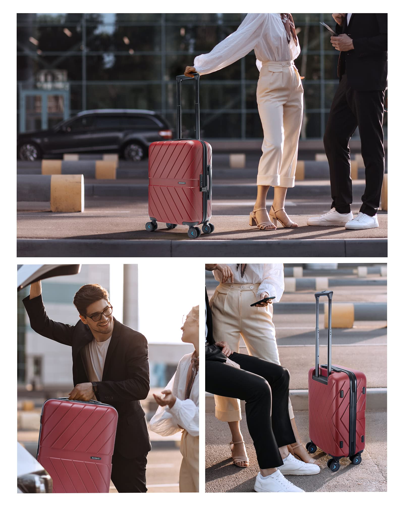 BAGSMART Hardside Carry On Luggage Suitcase, 22