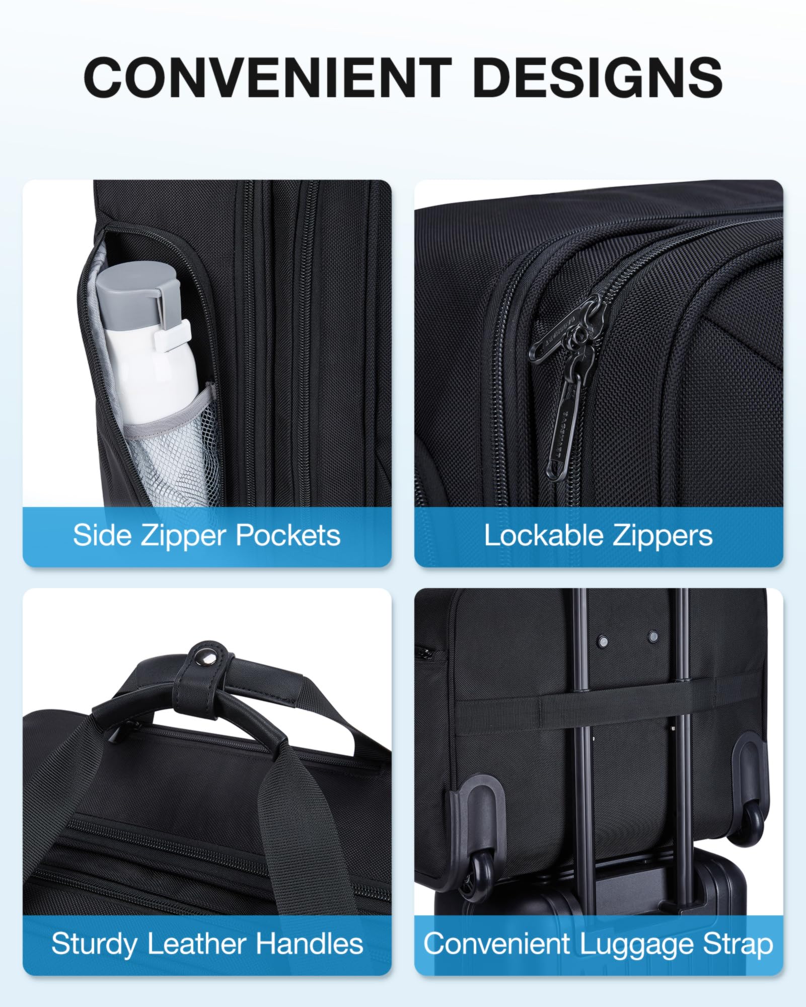 BAGSMART 17.3” Rolling Laptop Bag Briefcase, Computer Bag Laptop  Case Carry-on Luggage Bag with Wheels for Work Business Travel, Women & Men, Black