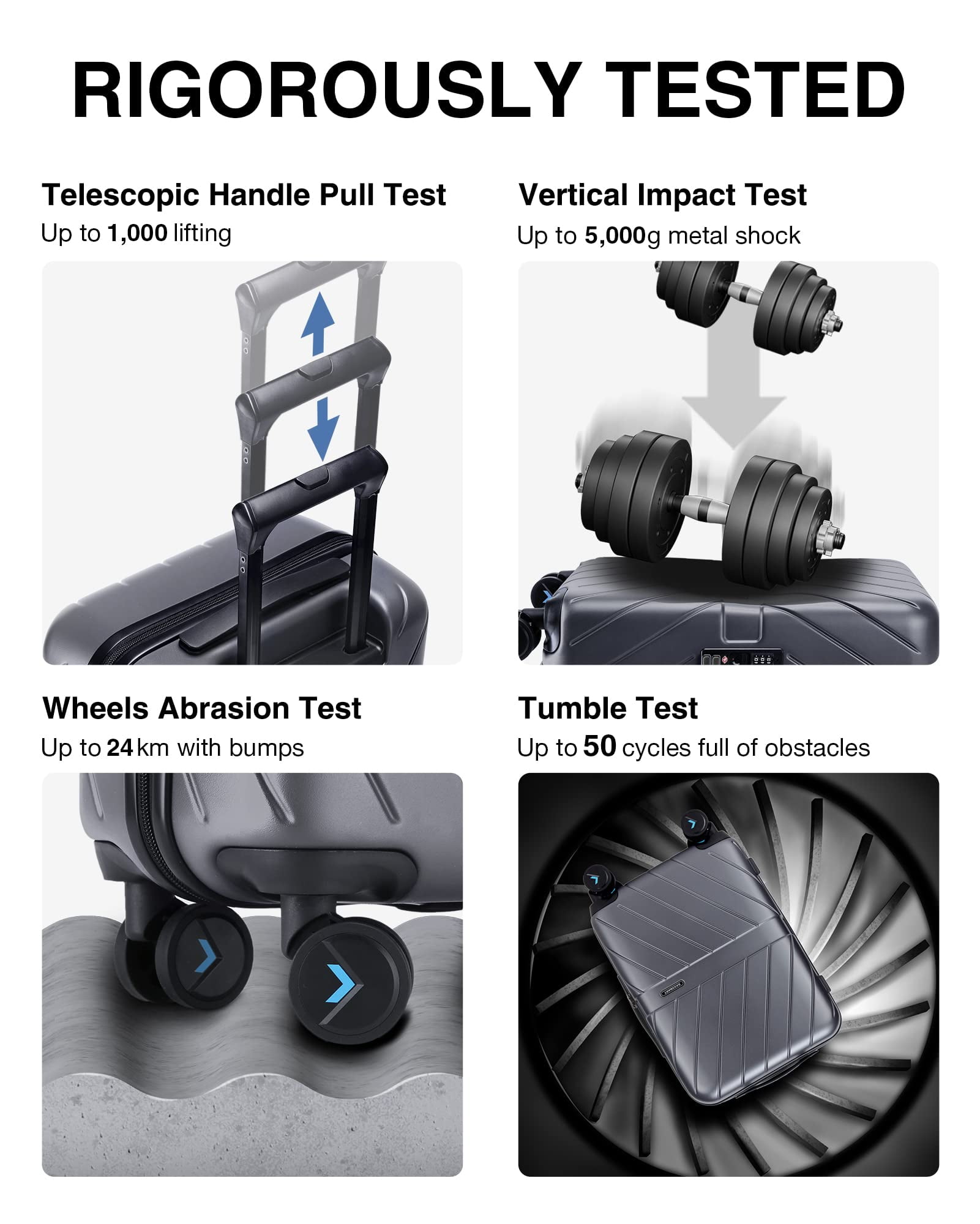 BAGSMART Hardside Carry On Luggage Suitcase, 22