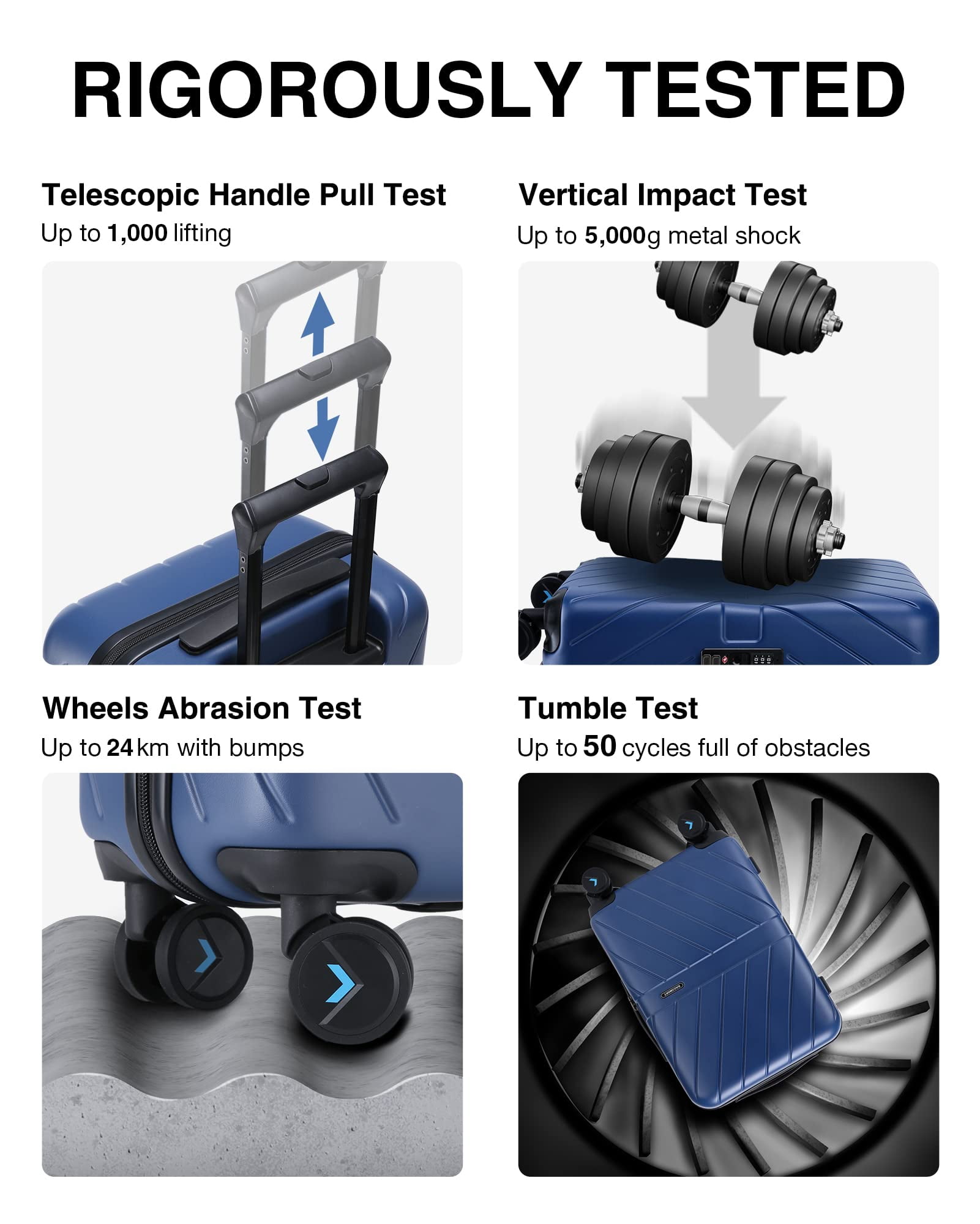 BAGSMART Hardside Carry On Luggage Suitcase, 22