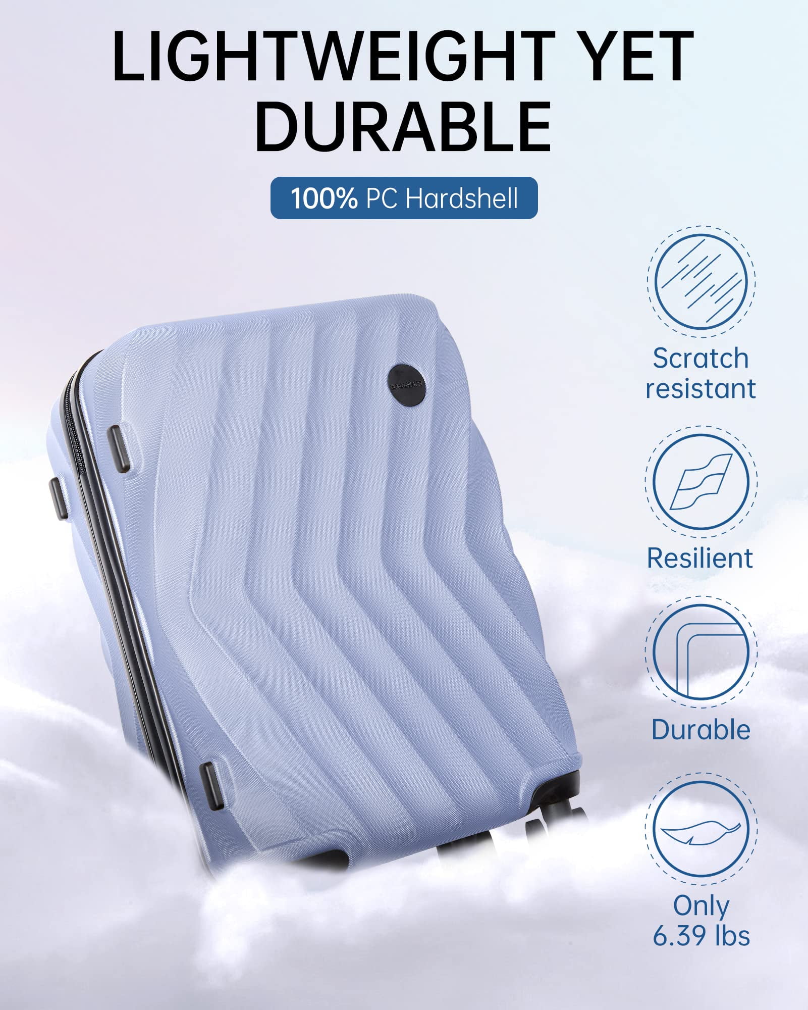 BAGSMART Hardside Carry On Luggage, 22