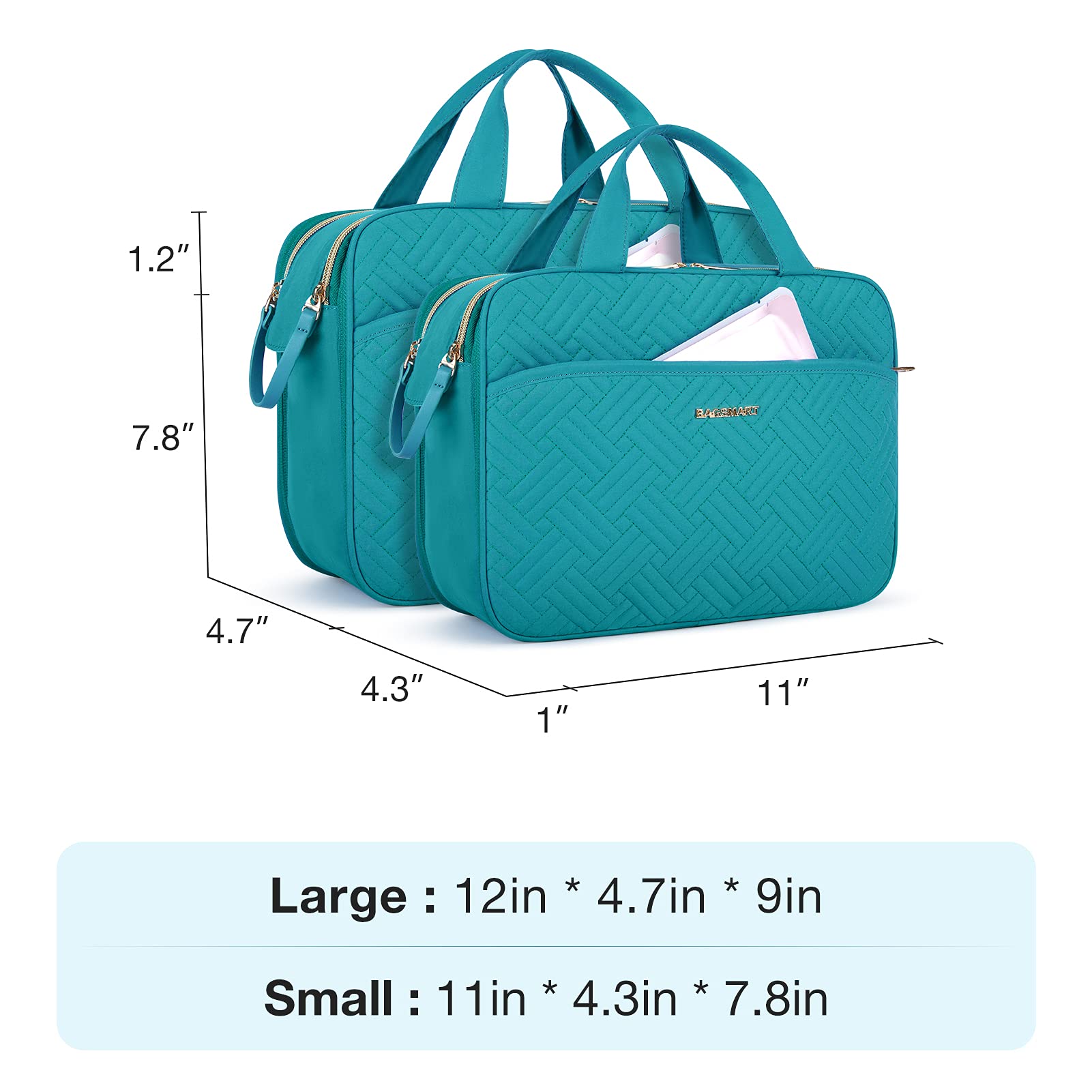 BAGSMART Large Size Travel Toiletry Bag Organizer, Water-resistant Makeup Cosmetic Bag for Toiletries Accessories Essentials, Shampoo, Full Sized Container, Women & Men, Navy Blue