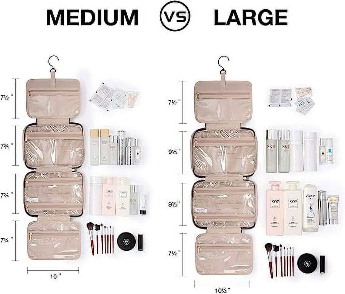 BAGSMART Large Size Toiletry Bag Travel Bag with Hanging Hook, Water-resistant Makeup Cosmetic Bag Travel Toiletries Organizer for Women Men, Full Sized Container, Black