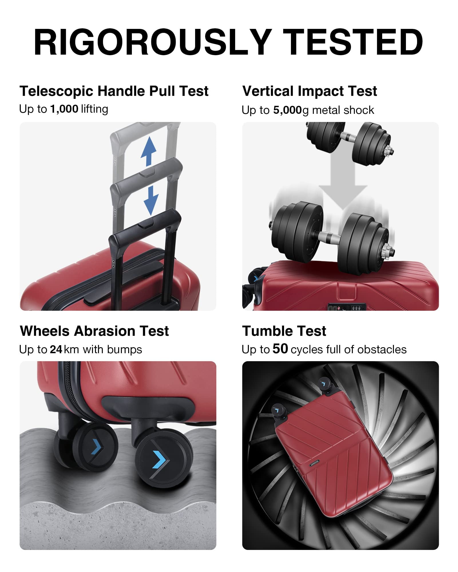 BAGSMART Hardside Carry On Luggage Suitcase, 22