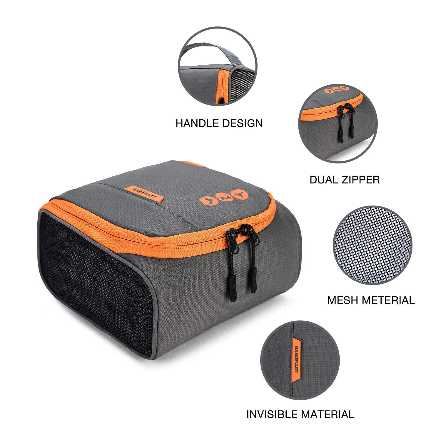 BAGSMART 6 Piece Packing Cubes Set for Travel, Suitcases Packing Organizers, Lightweight Luggage Storage Bags for Men Women, Gray