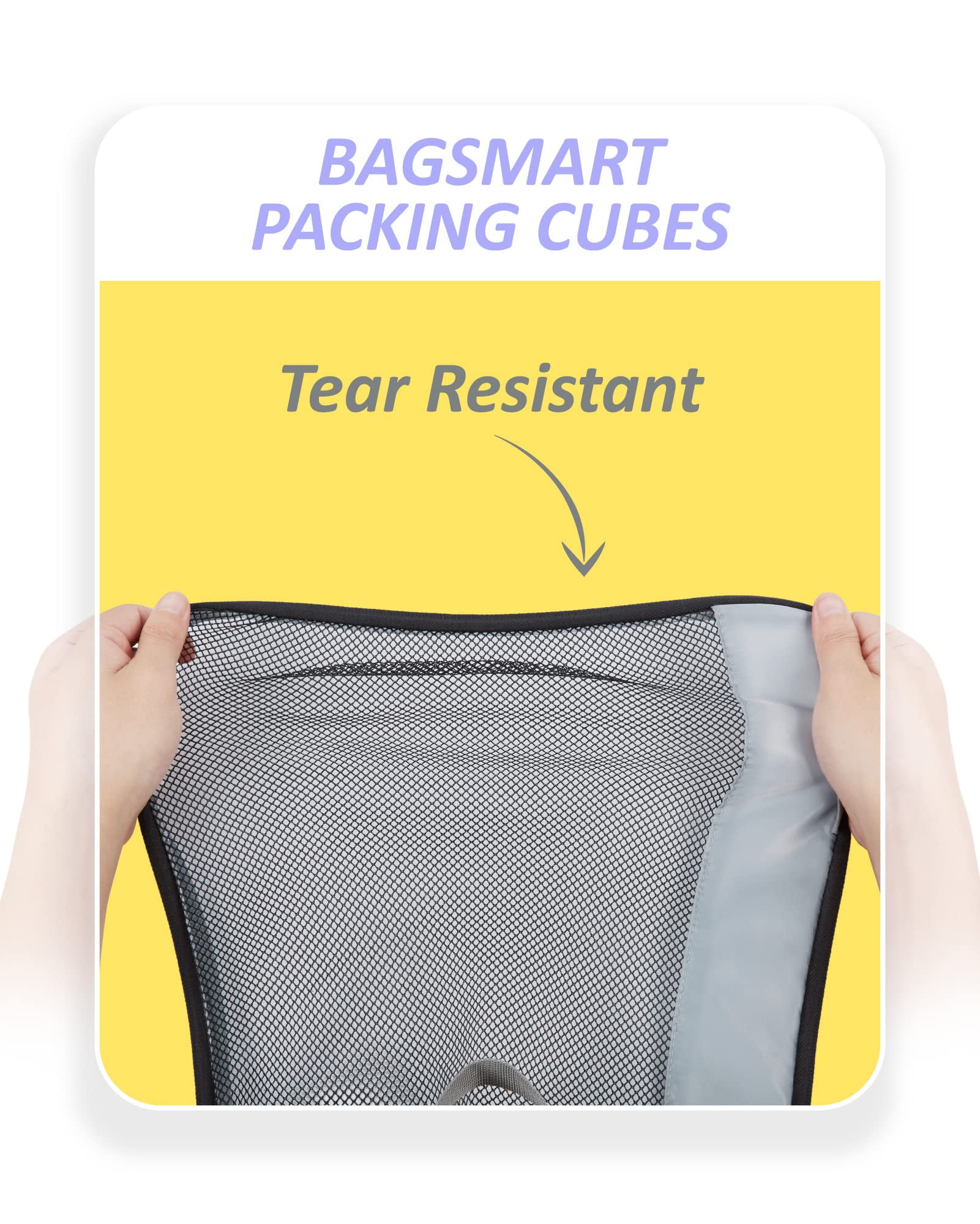 BAGSMART Packing Cubes for Luggage, 7 Set Keep Shape Travel Packing Organizers, Lightweight Suitcase Storage Bags for Travel Accessories with Shoe Bag for Women Men, Gray