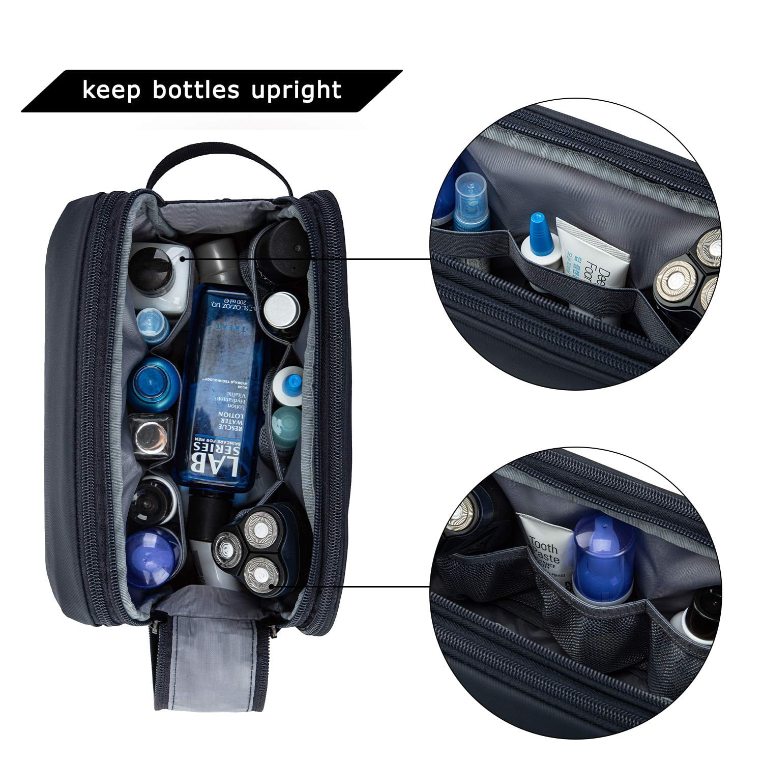 BAGSMART Travel Toiletry Bag for Men, Women Makeup Cosmetic Bag Water-resistant Organizer Shaving Bag for Toiletries Accessories, Standard Size, Nary Blue