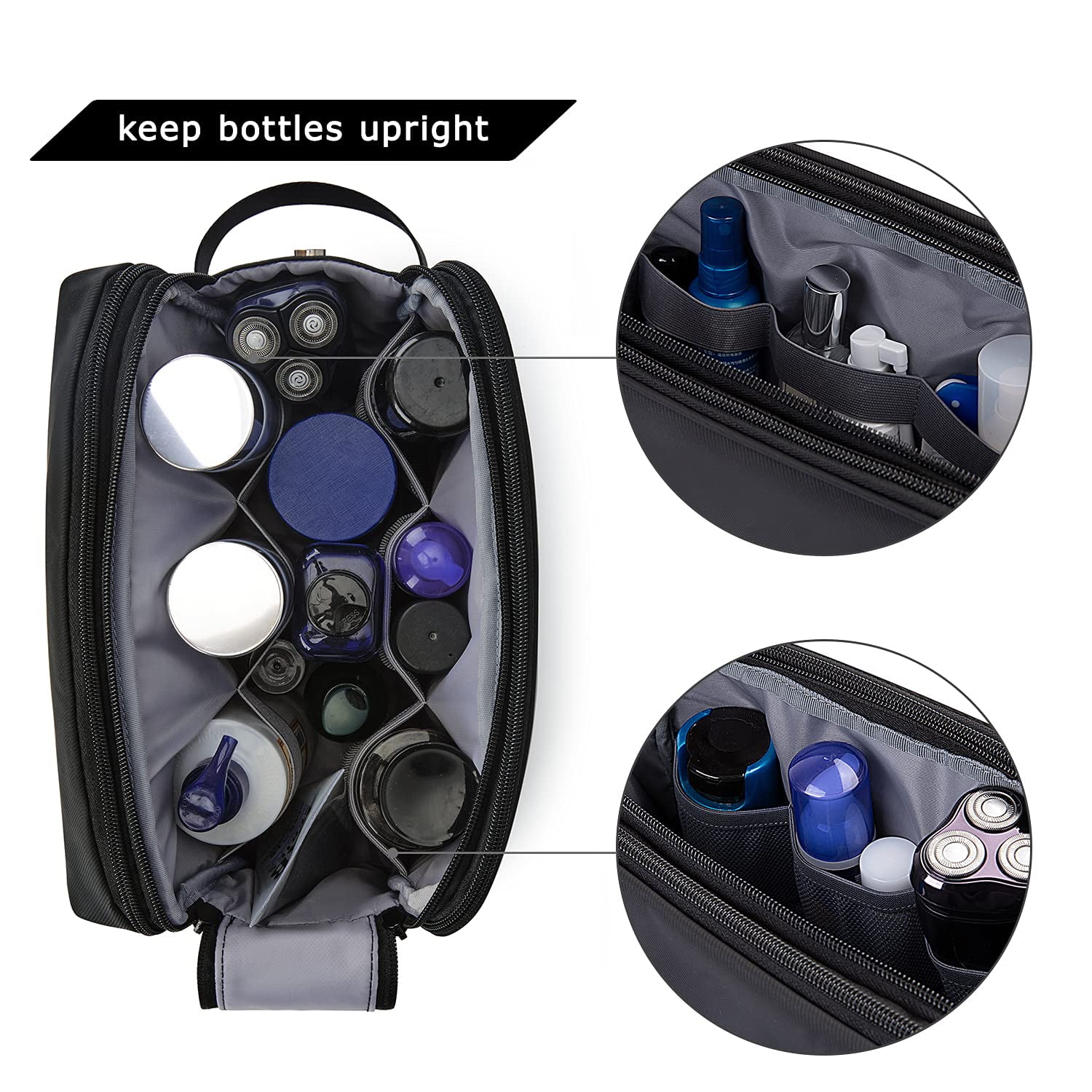 BAGSMART Travel Toiletry Bag for Men, Women Makeup Cosmetic Bag Water-resistant Organizer Shaving Bag for Toiletries Accessories, Large Size, Black