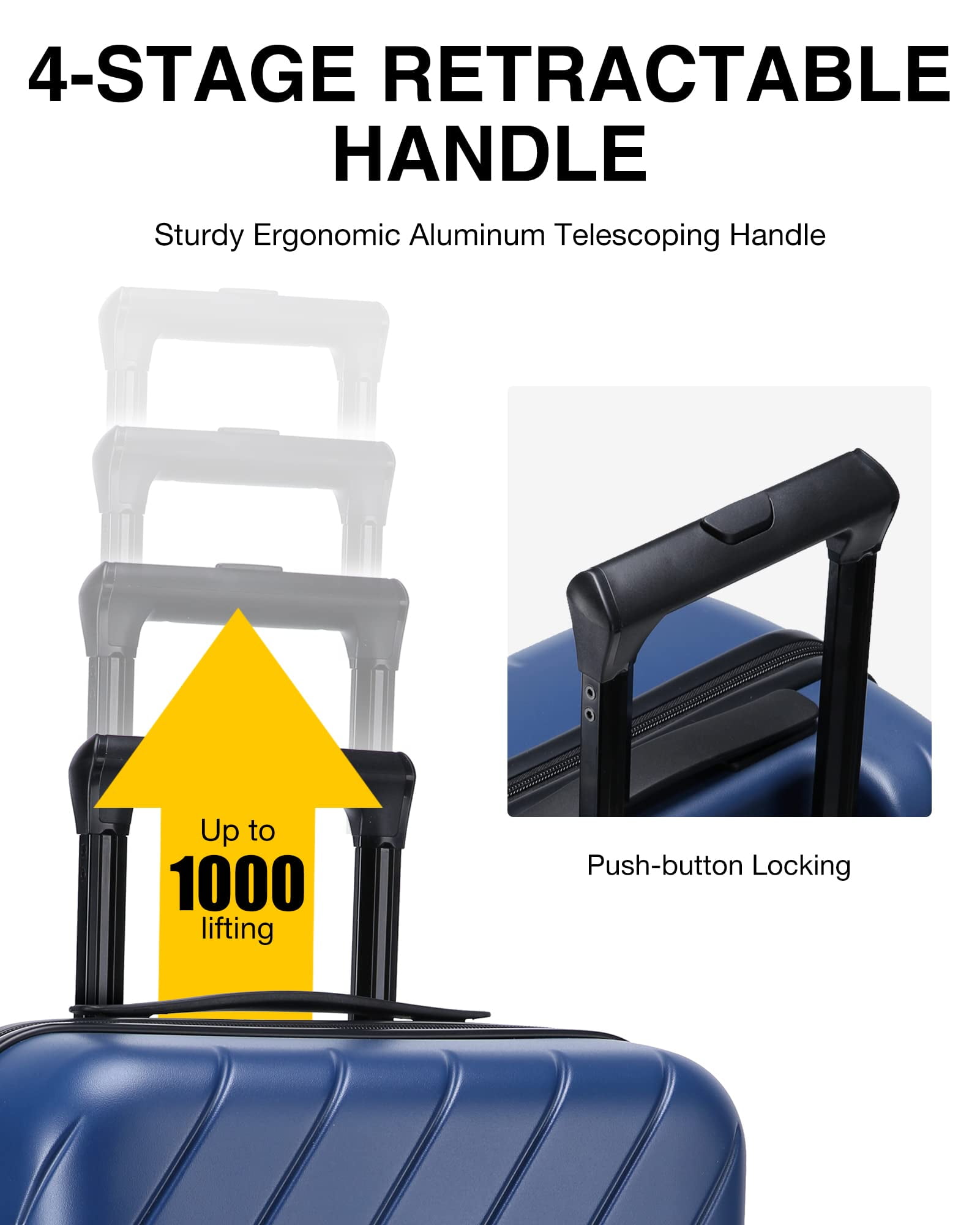 BAGSMART Hardside Carry On Luggage Suitcase, 22