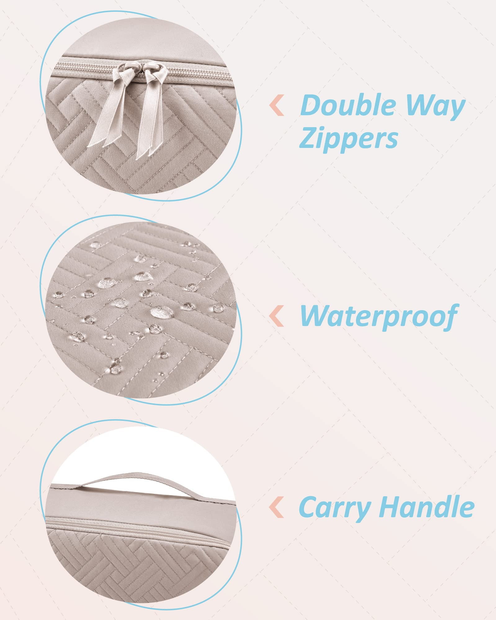 BAGSMART Soft Packing Cubes for Luggage, 6 Set Quilted Travel Packing Organizers, Lightweight Suitcase Storage Bags for Travel Accessories Essentials for Women Men, Lvory