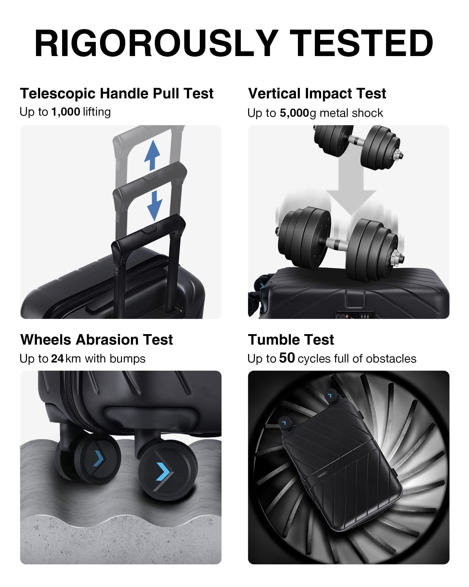 BAGSMART Hardside Carry On Luggage Suitcase, 22