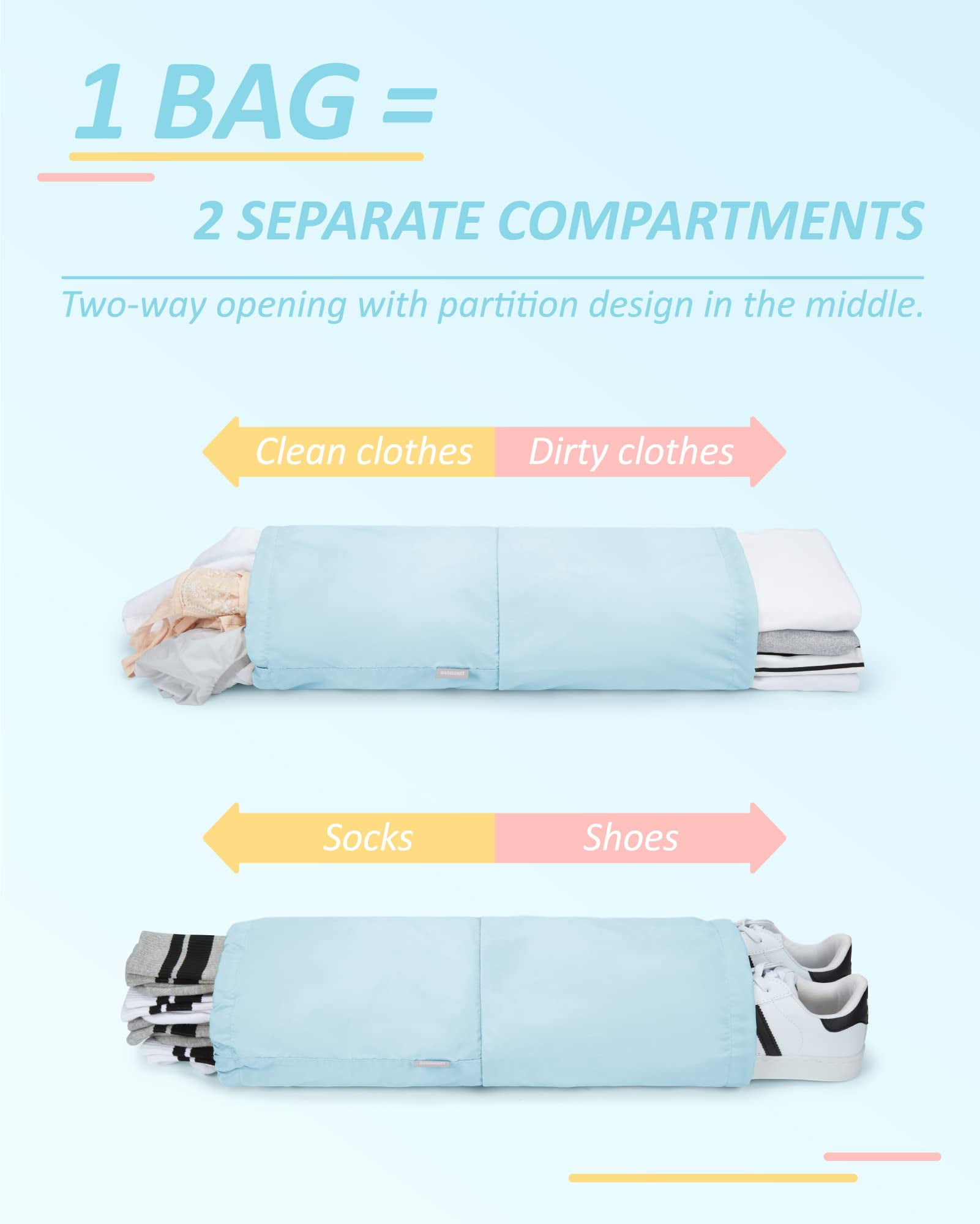 BAGSMART Compression Packing Cubes for Travel Luggage Organizers, 6 Set Expandable Foldable Lightweight Suitcase Storage Bags for Women Men, Travel Accessories Essentials, Light Blue